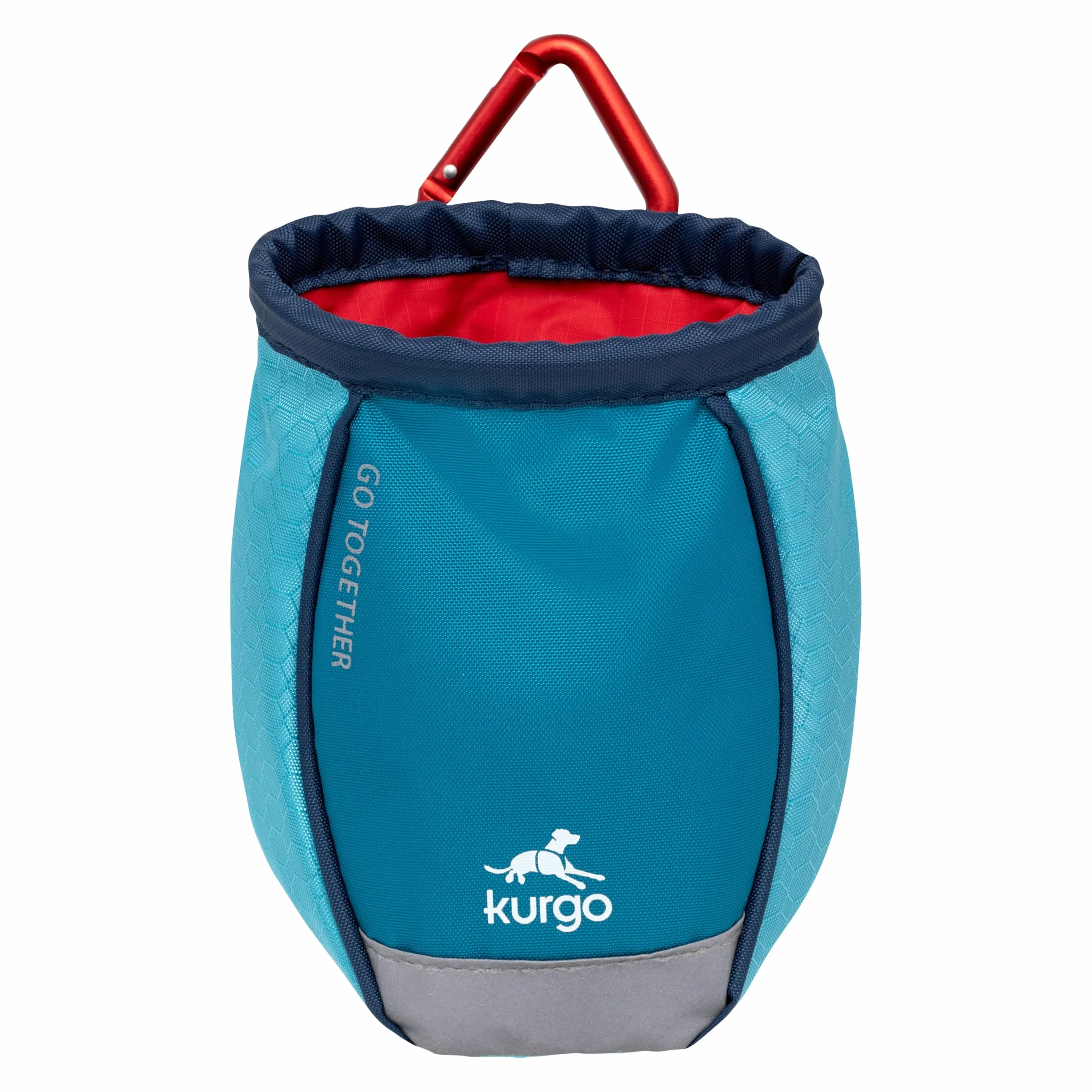 Kurgo Torba Go Stuff It Treat, woreczek szkoleniowy dla psów bez użycia rąk, zawiera klips do paska i karabińczyk, można prać w pralce, niebieski/czerwony