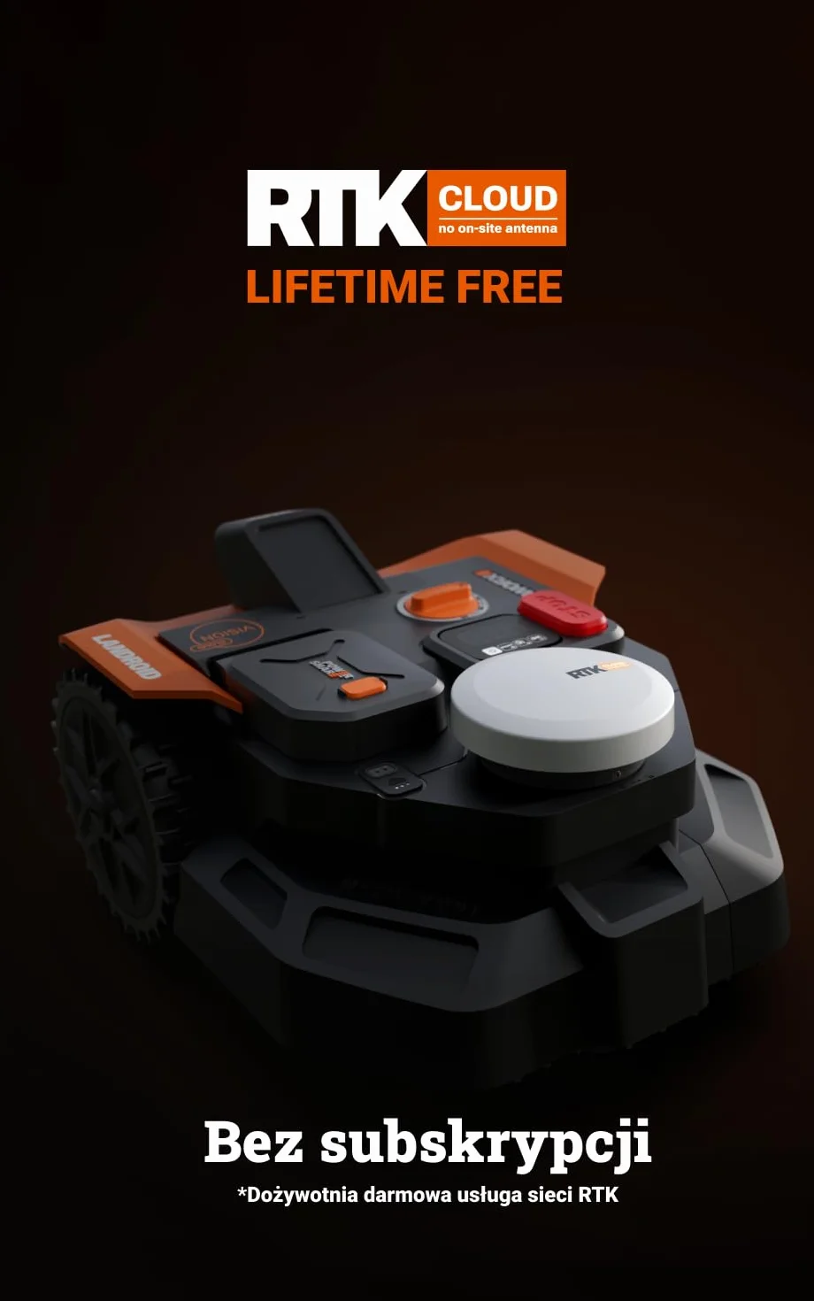 WORX Landroid Vision Cloud WR305E 2WD robot koszący bez kabla ograniczającego do 500 m² (wykrywanie przeszkód AI, nawigacja VSLAM+ RTK Cloud, automatyczne mapowanie, sterowanie za pomocą aplikacji)