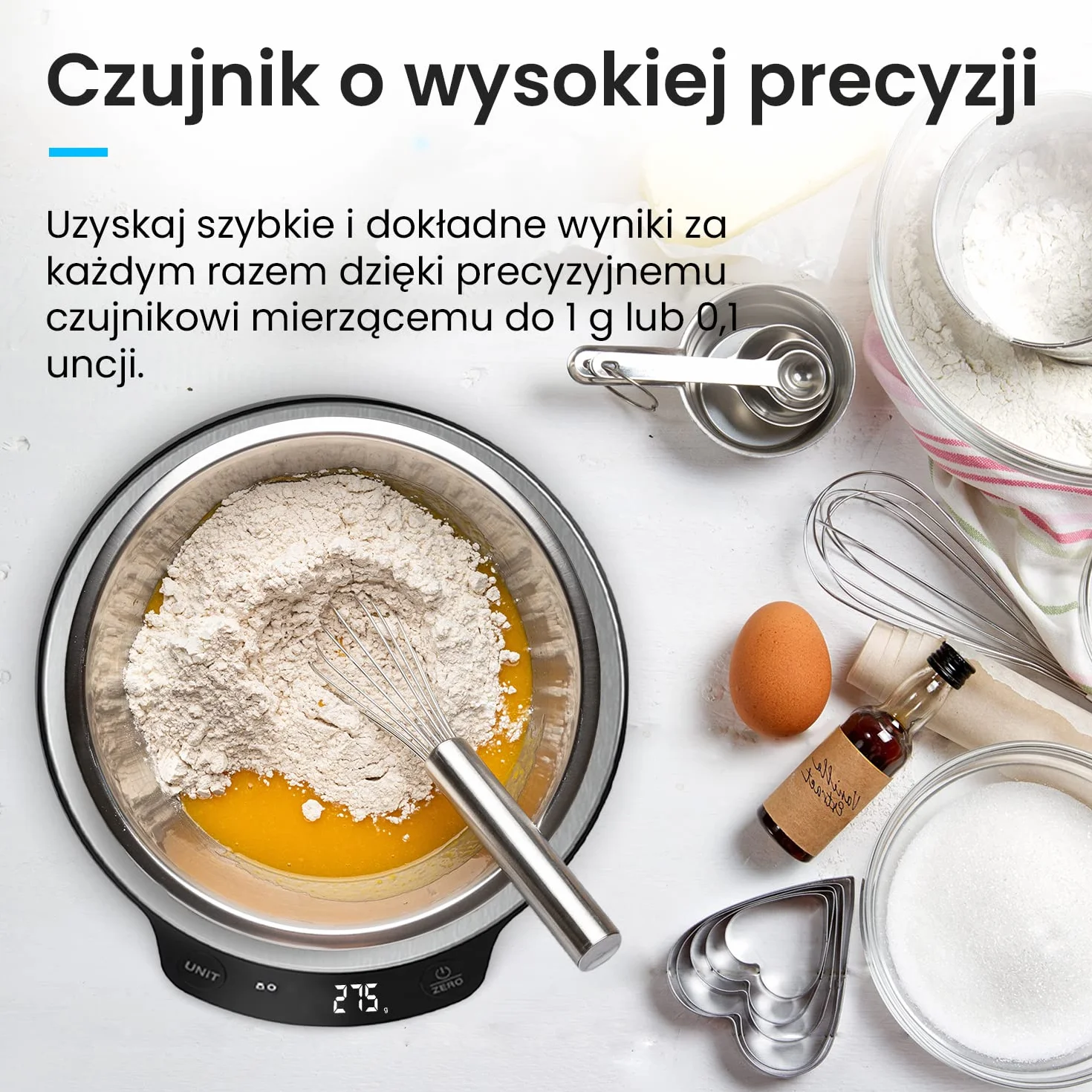 Pro Breeze Waga Kuchenna Cyfrowa Precyzyjna ze Stali Nierdzewnej, do Gotowania Pieczenia, Dokładna do 1g/0.1oz, do 5kg, Elektroniczna z Funkcją Tarowania