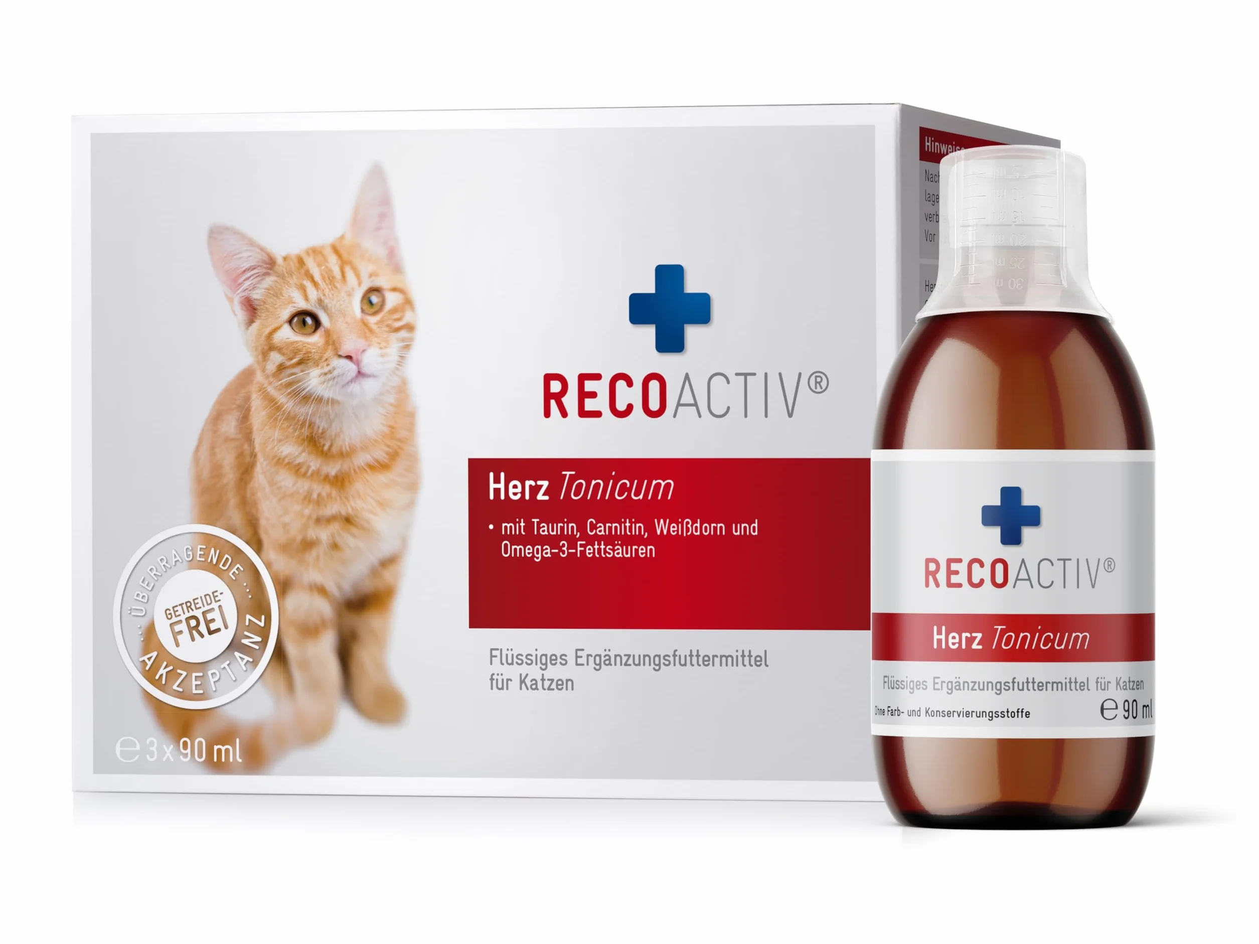 RECOACTIV Tonicum sercowe dla kotów 3 x 90 ml suplement diety z tauryną L-karnityną Omega-3