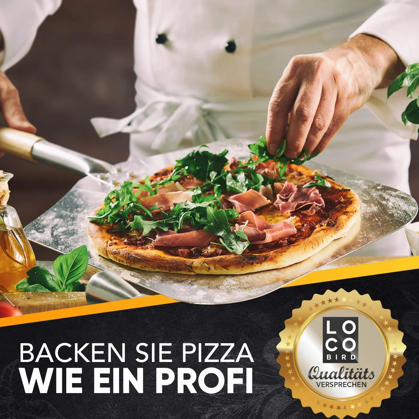 Loco Bird kamień do pizzy, łopatka do pizzy, grilla gazowego, w zestawie 3 szt., prostokątny z kordylierytu, do chrupiącej podłogi