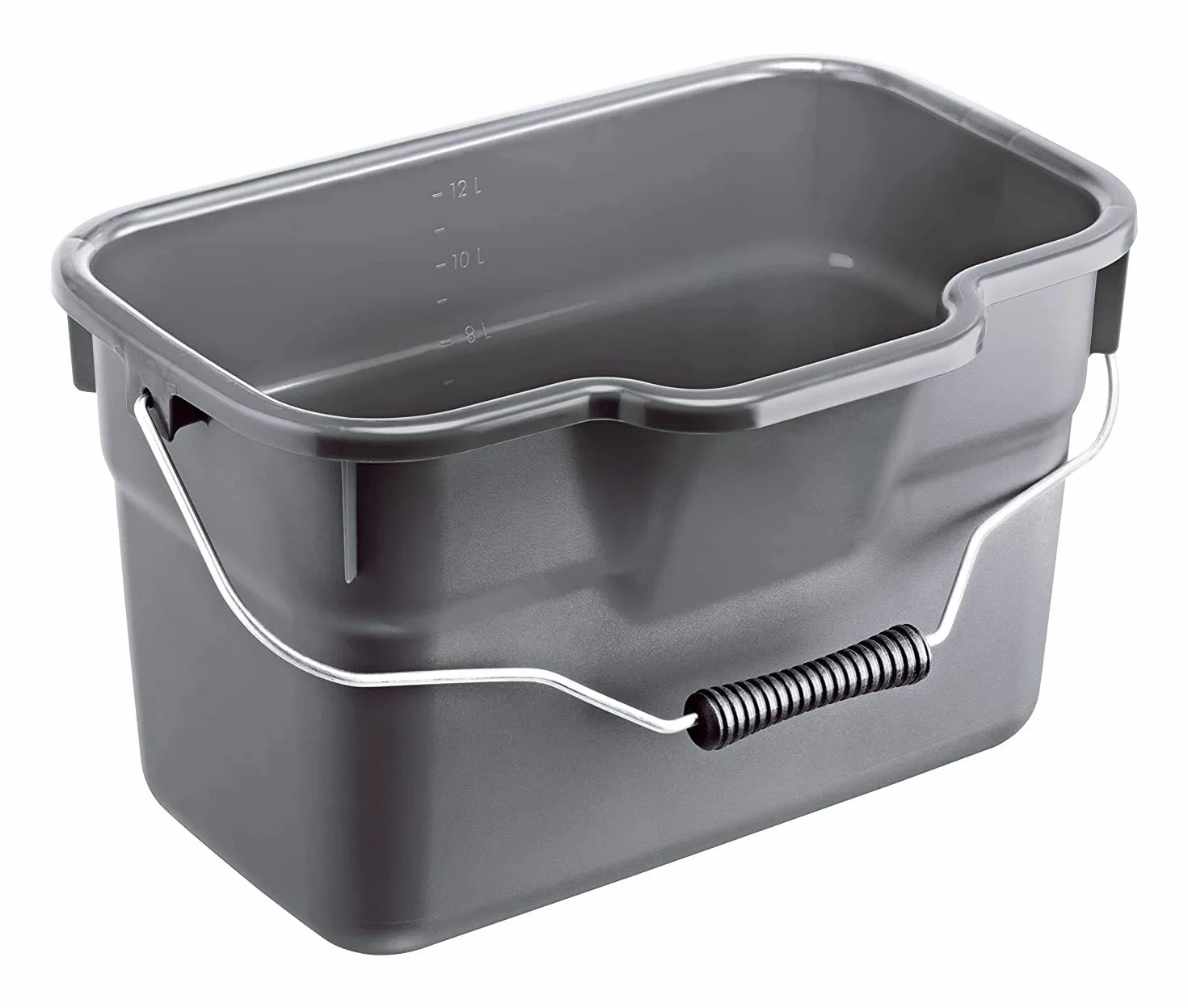 Rotho 1752708853 Basic Kwadratowe Wiadro z Uchwytem i Skalą, Tworzywo Sztuczne, Antracyt, 12 L