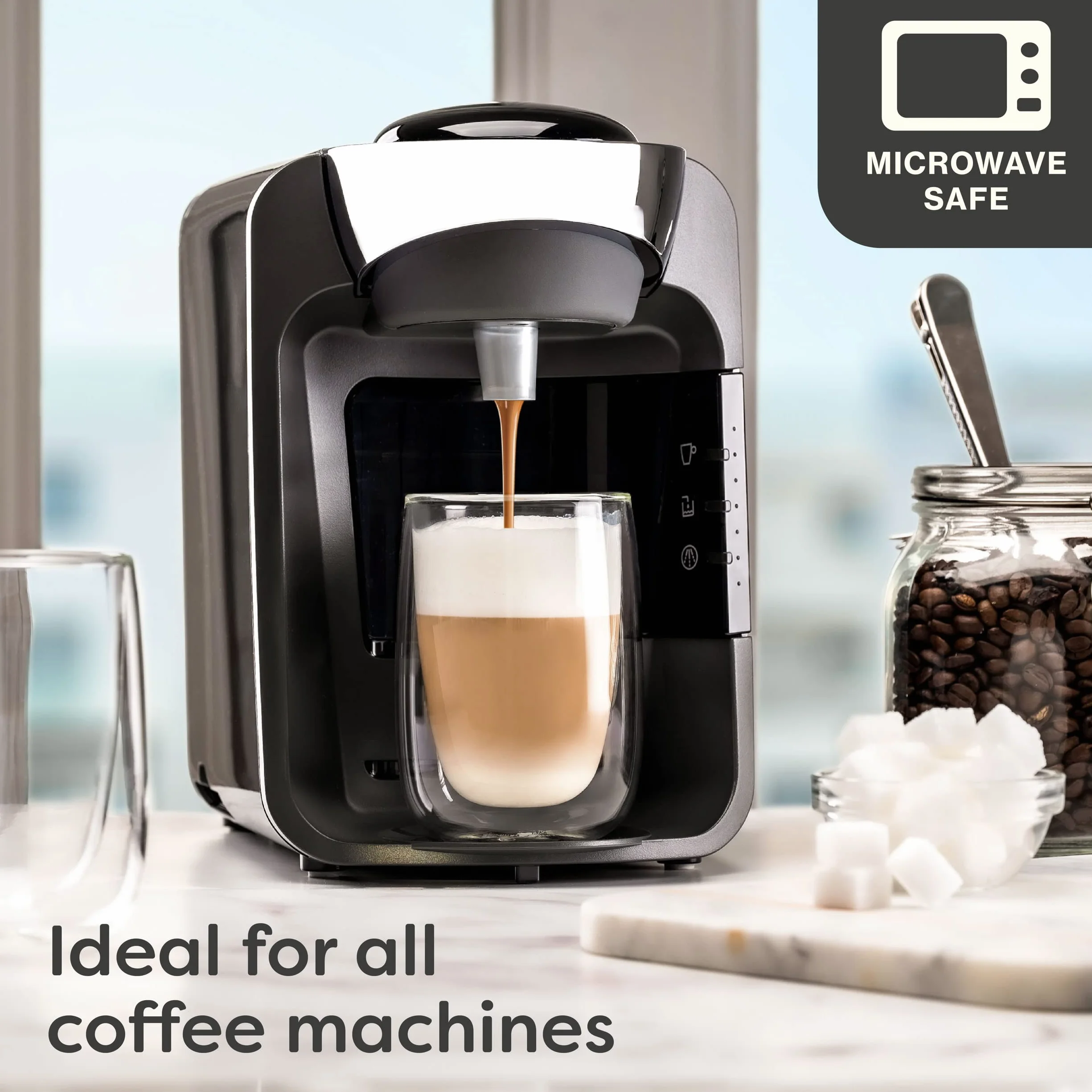 Cosumy 4 Szklanki termiczne do cappuccino o podwójnych ściankach 250 ml - dłużej utrzymują temperaturę - chronią dłonie - z pudełkiem prezentowym