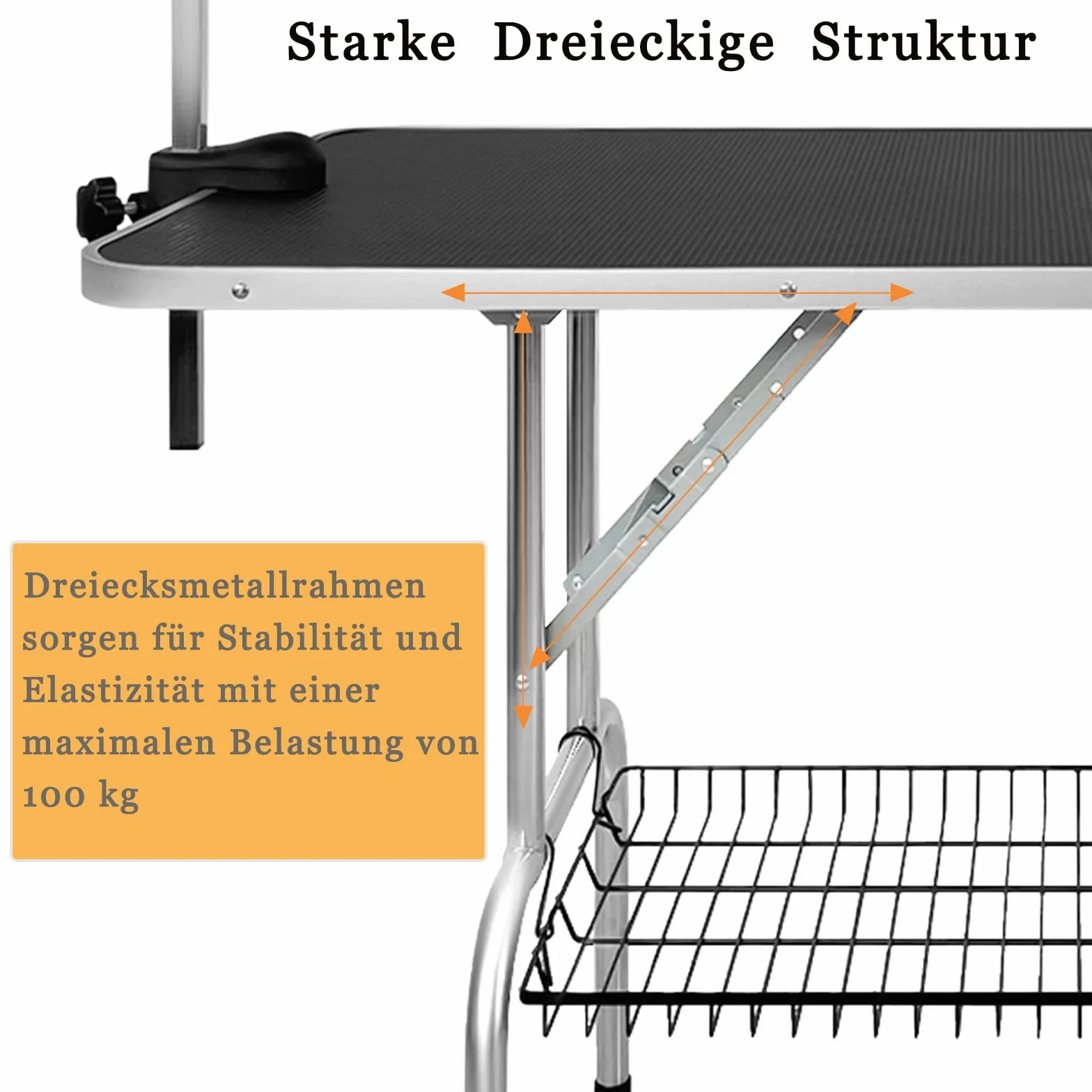 LILIIN Stół do trymowania i pielęgnacji psów, skladany, ścinający, z regulacja wysokości, do 60 kg, czarny, 113 x 60 x 76