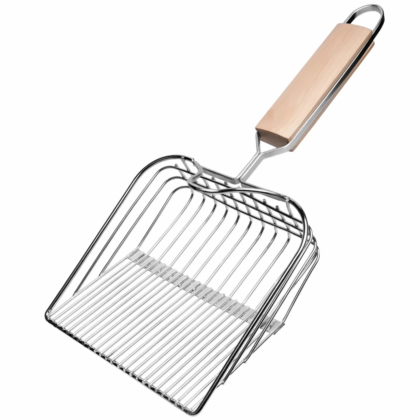 Łopatka do kuwety metalowa, metalowa łopatka do żwirku, łopatka do kuwety z drewnianą rękojeścią, łopatka do żwirku z długą rękojeścią, metalowa łopatka do kuwety Cat Litter Scoop do żwirku grudkowego