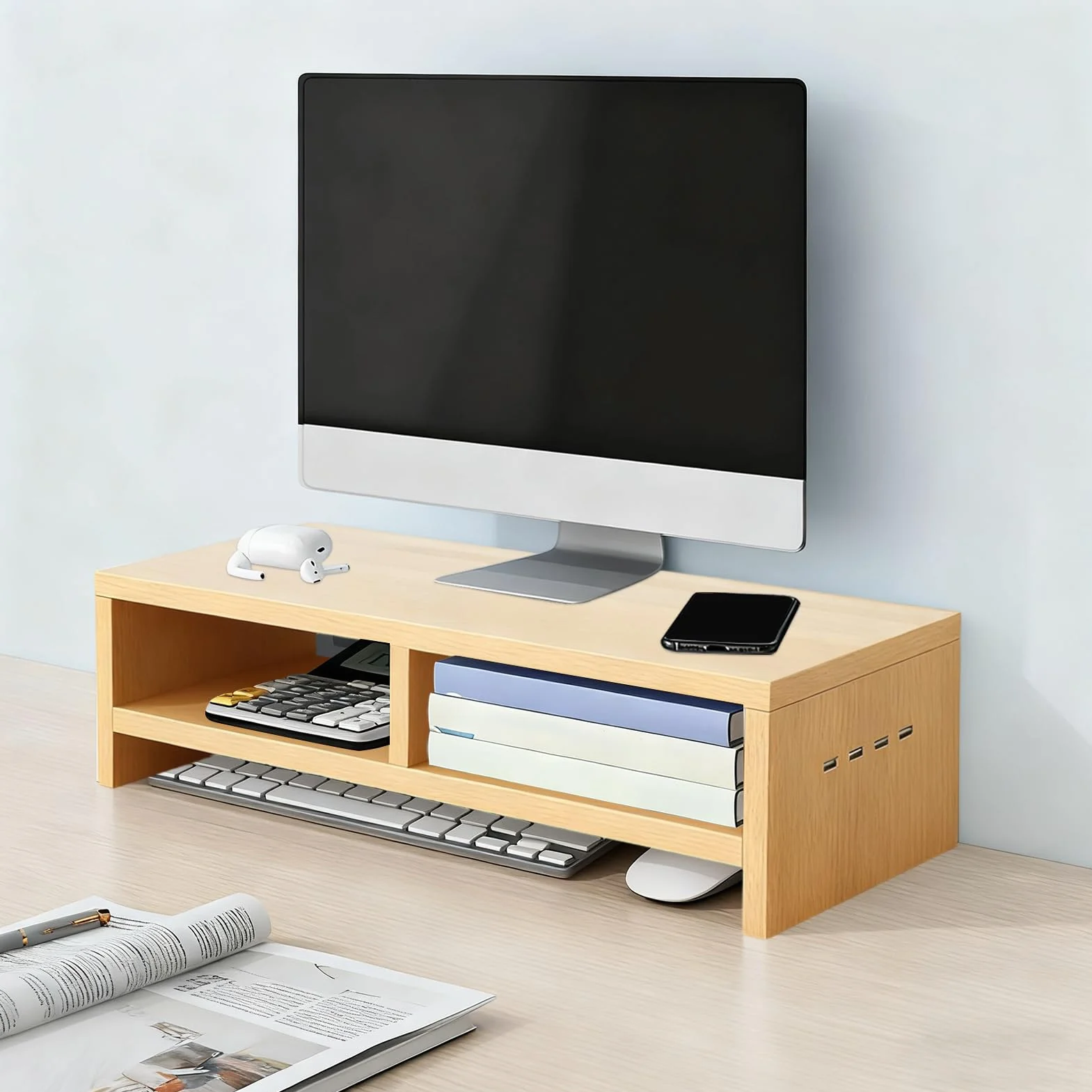 Podstawka Pod Monitor 2-warstwowy Organizer Biurkowy | Podwyższacze Komputerowe i Podstawka Na Laptopa dla Laptopa Domowego Biura Nauki Pracy Akademika Pokoju Zabaw Kolegium