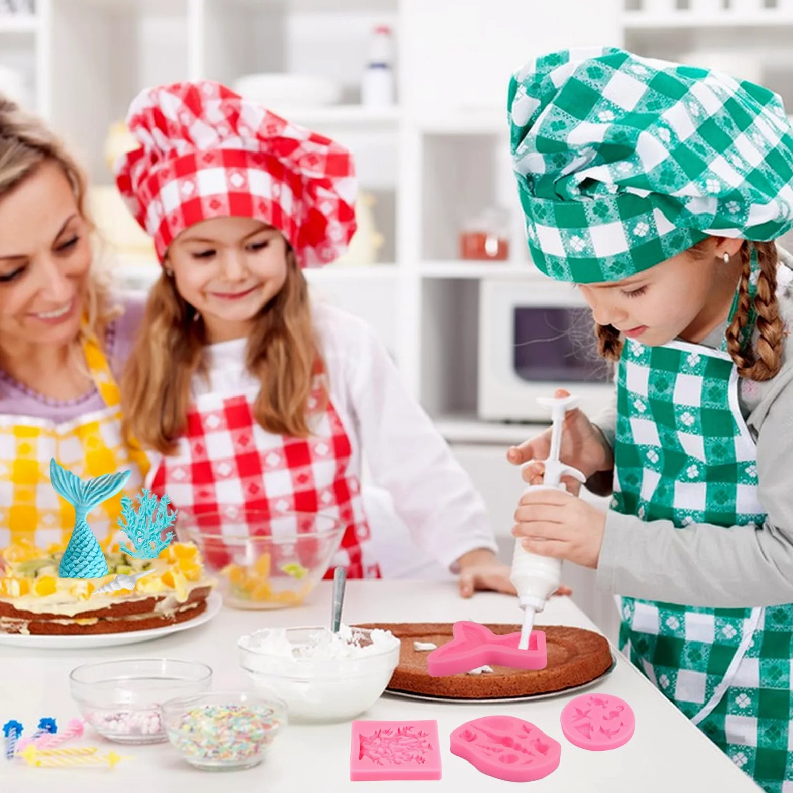 4 Silikonowej Formy Syrenkowej, 3d Forma Do Fondantu Z Morskimi ZwierzęTami | Formy Silikonowe Syrenek, Diy Forma Do Fondantu ZwierzęTa Oceaniczne, DużE Formy Silikonowe Do Ciast Na Ciasto
