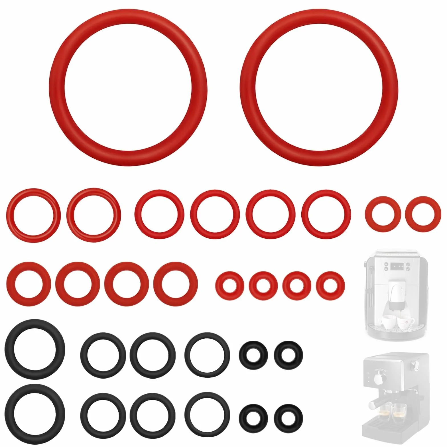 Zestaw 30 silikonowych uszczelek O-Ring do ekspresu ciśnieniowego, kompatybilny z DeLonghi ESAM/ECAM/ETAM – części zamienne do spieniacza mleka