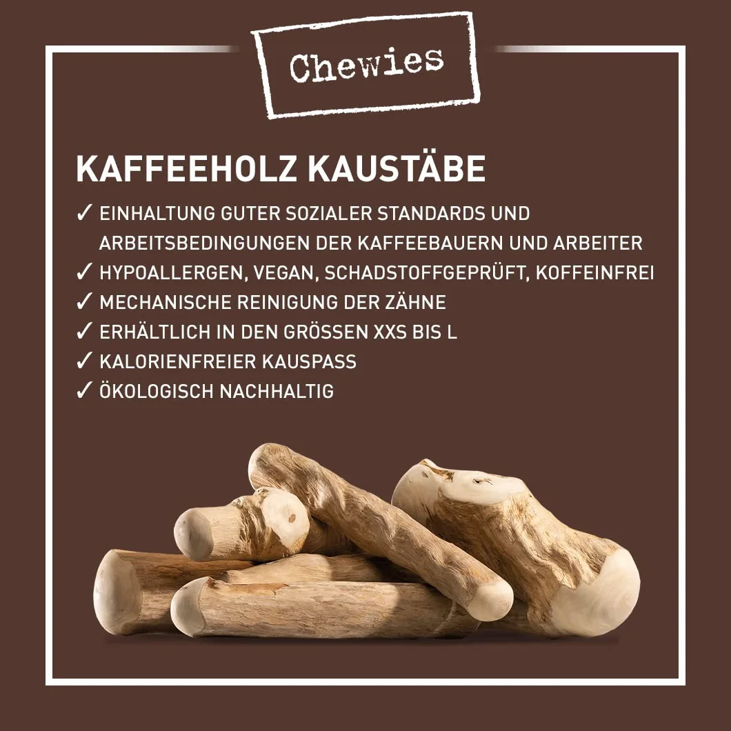 Chewies Zabawka dla psów z drewna kawowego 100% naturalna pałeczka do żucia rozmiar XS