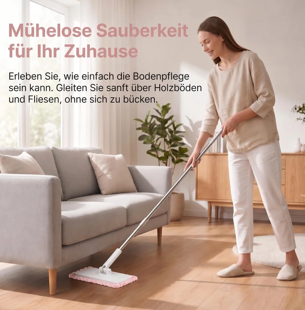Mop z systemem zaciskowym i zaciskowym, podłoga z 10 ścierkami z mikrofibry wielokrotnego użytku, bez mycia rąk, jeden przycisk do wymiany, mini mop z automatyczną ściereczką zaciskową, do domu i