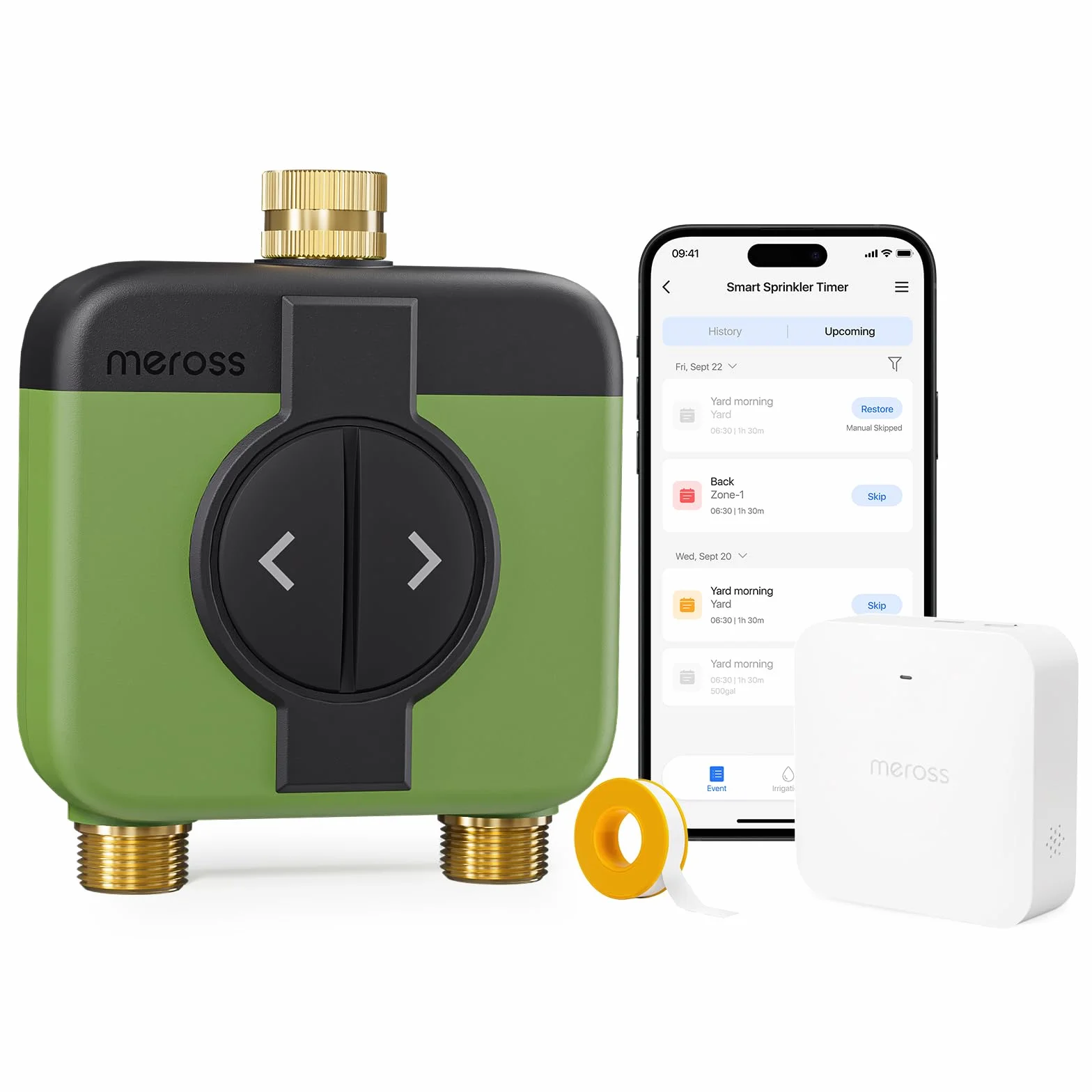 Meross MST200 2-drożny programator do nawadniania WiFi, automatyczne nawadnianie i zdalne sterowanie, opóźnienie deszczu i śledzenie wody, kompatybilny z Apple Home, Alexa i Google Home