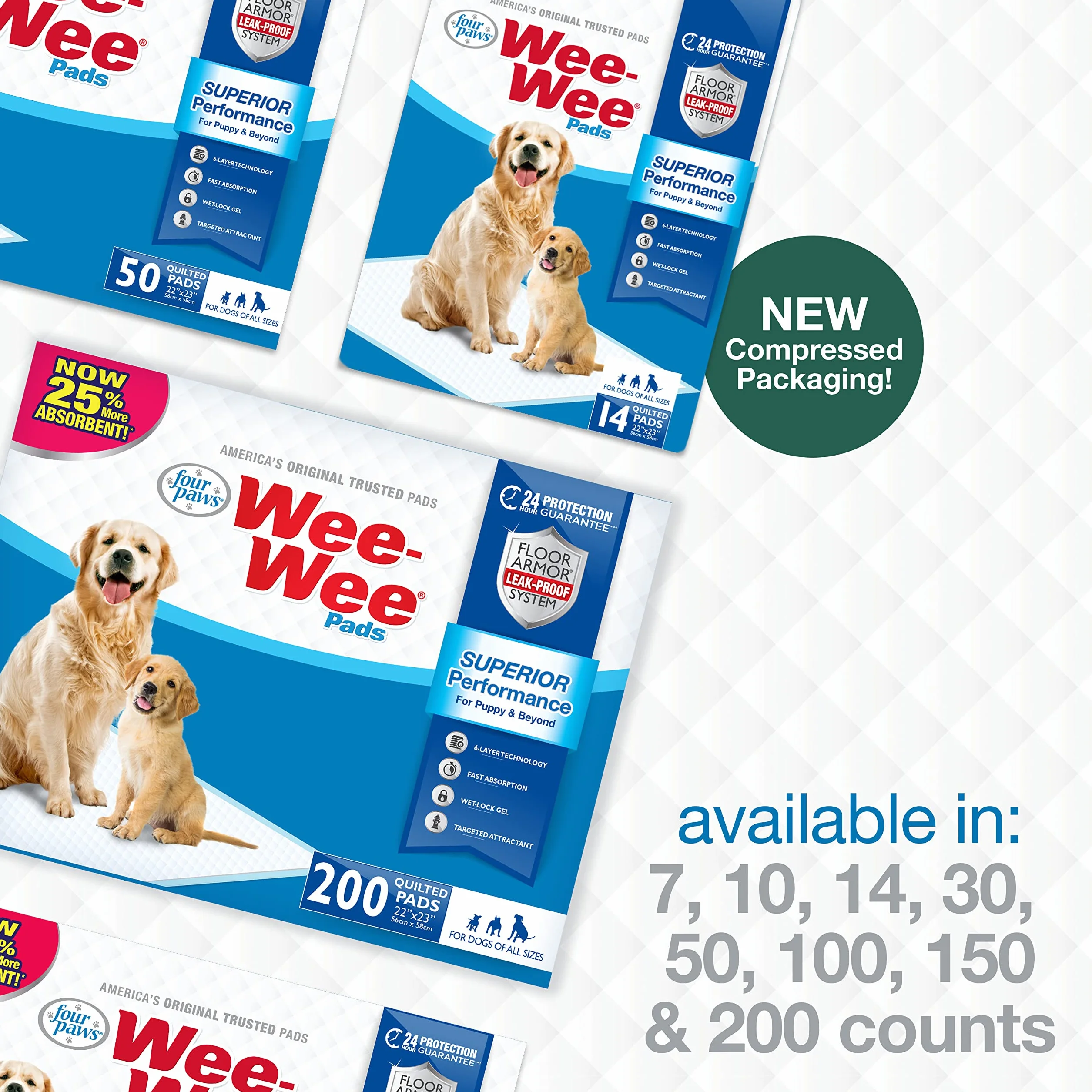 Four Paws Wee-Wee ochraniacze na siusiu dla psów XL, chłonne, 6-warstwowe, 24-godzinna ochrona