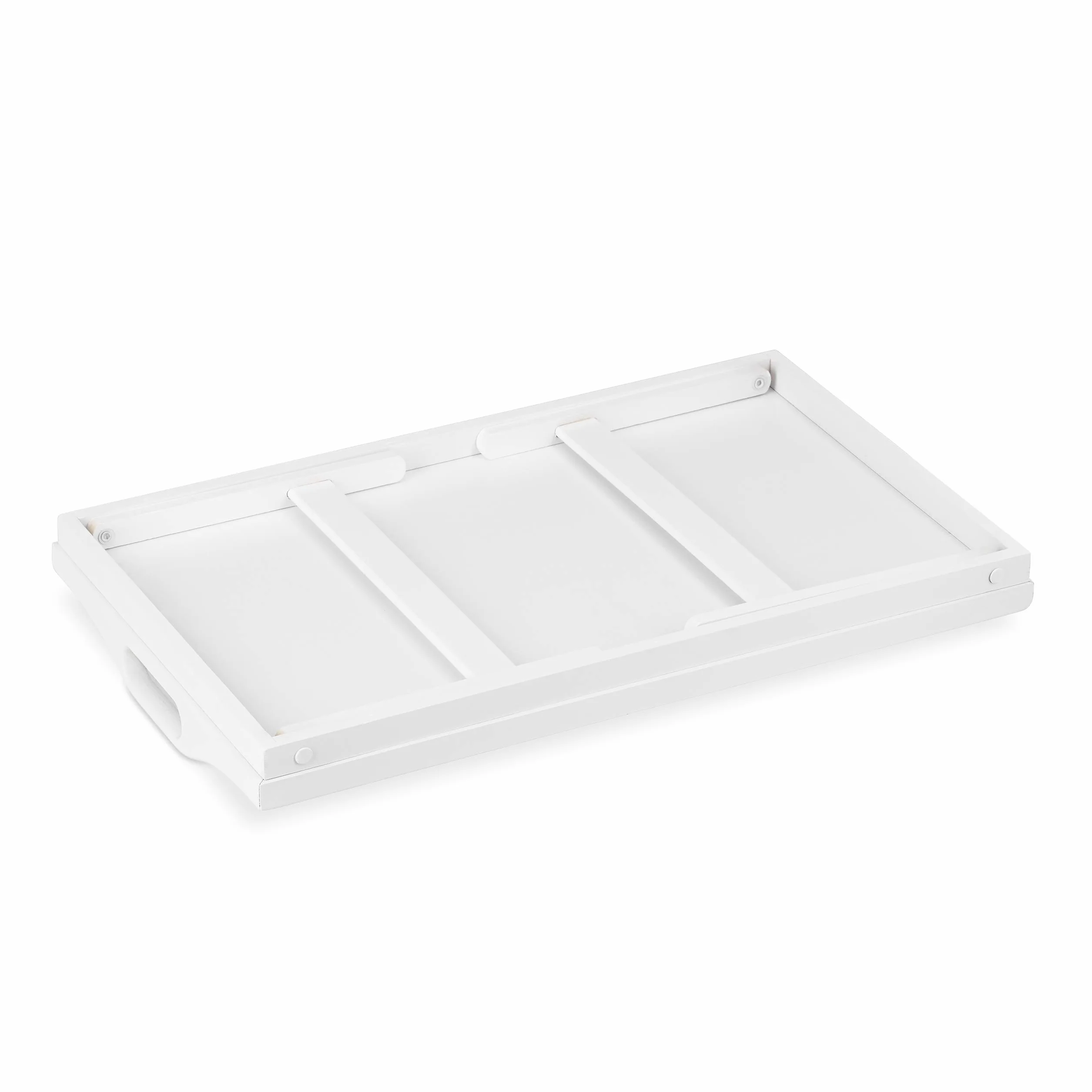 Relaxdays, Biała taca na łóżko, bambusowa, składana, z uchwytami, podwyższona krawędź, do śniadania i serwowania, wys. x szer. x gł.: 22 x 61,5 x 30 cm, 22 x 61,5 x 30 cm