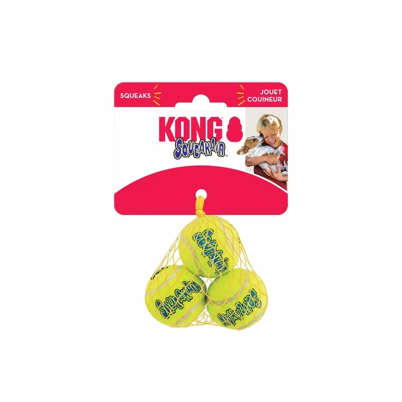 KONG Piłki tenisowe Squeakair Extra Small - Opakowanie 4 sztuk (łącznie 12 piłek)