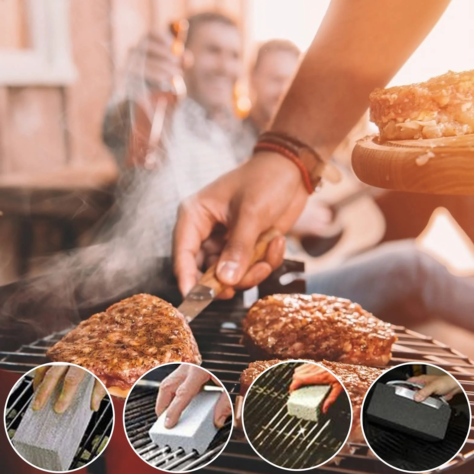 4 szt. blok do czyszczenia grilla, toksyczny bezwonny kamień do grillowania, ekologiczny blok do czyszczenia grilla, kamień do grillowania środek czyszczący do usuwania tłuszczów pozostałości brudu