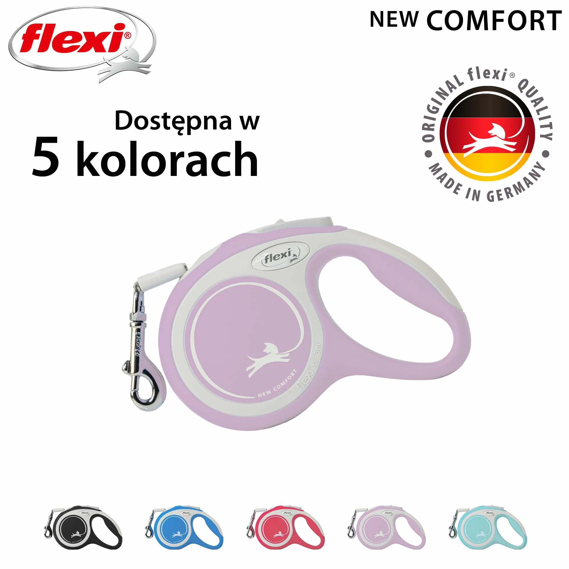 Flexi taśma smycz dla psa 3 m do 12 kg szara różowa