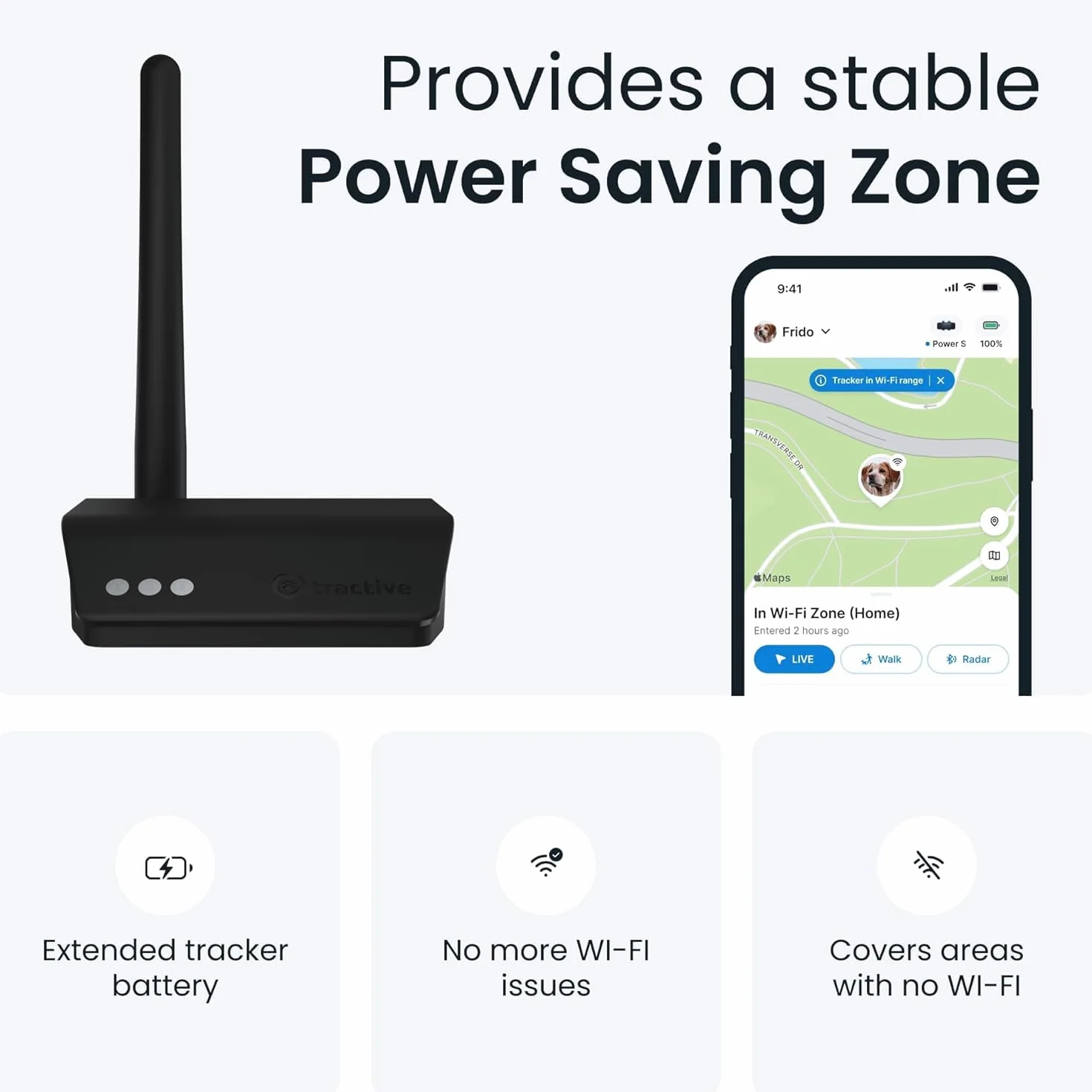 Tractive Stacja bazowa Oszczędzaj baterię lokalizatora GPS dla psa kota