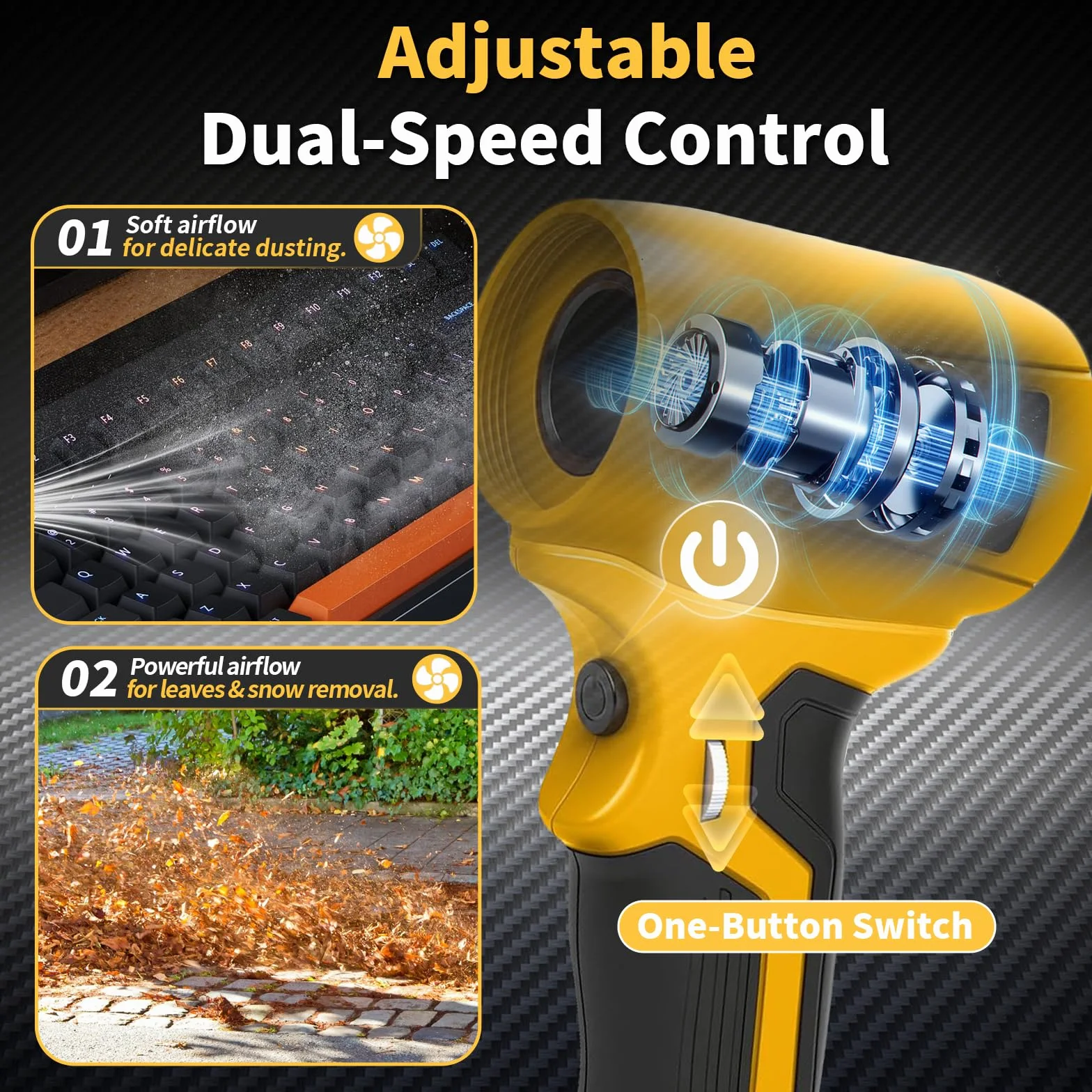 Dmuchawa do liści Turbo Jet do DEWALT 18 V/20 V, bezszczotkowy silnik, zmienna prędkość, puster do liści dla zwierząt domowych, komputerowych, grilla, śniegu i suszarki samochodowej (bez