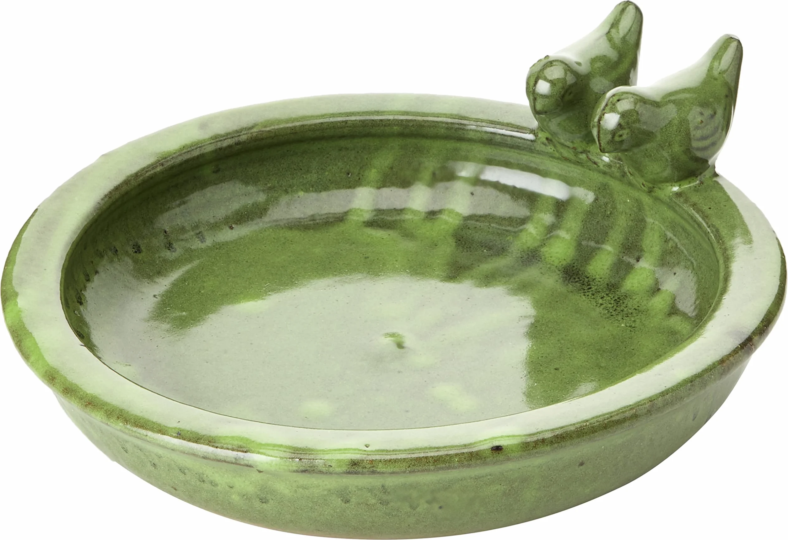 Esschert Design FB489, zielona kąpiel dla ptaków ceramiczna okrągła, 10,9 cm * 32,9 cm * 30,7 cm