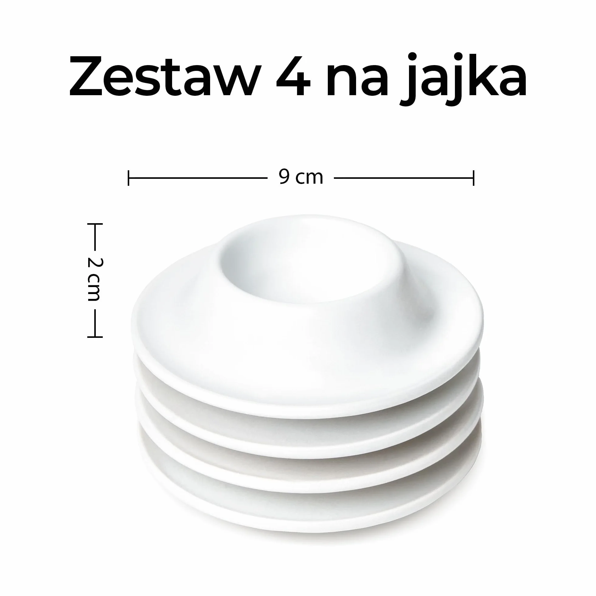 MIAMIO – Zestaw 4 Kubków na Jajka z Ceramiki, Kieliszki do Jajek z Tacką na Skorupki Jakości Restauracyjnej – Można Myć w Zmywarce (Biały)