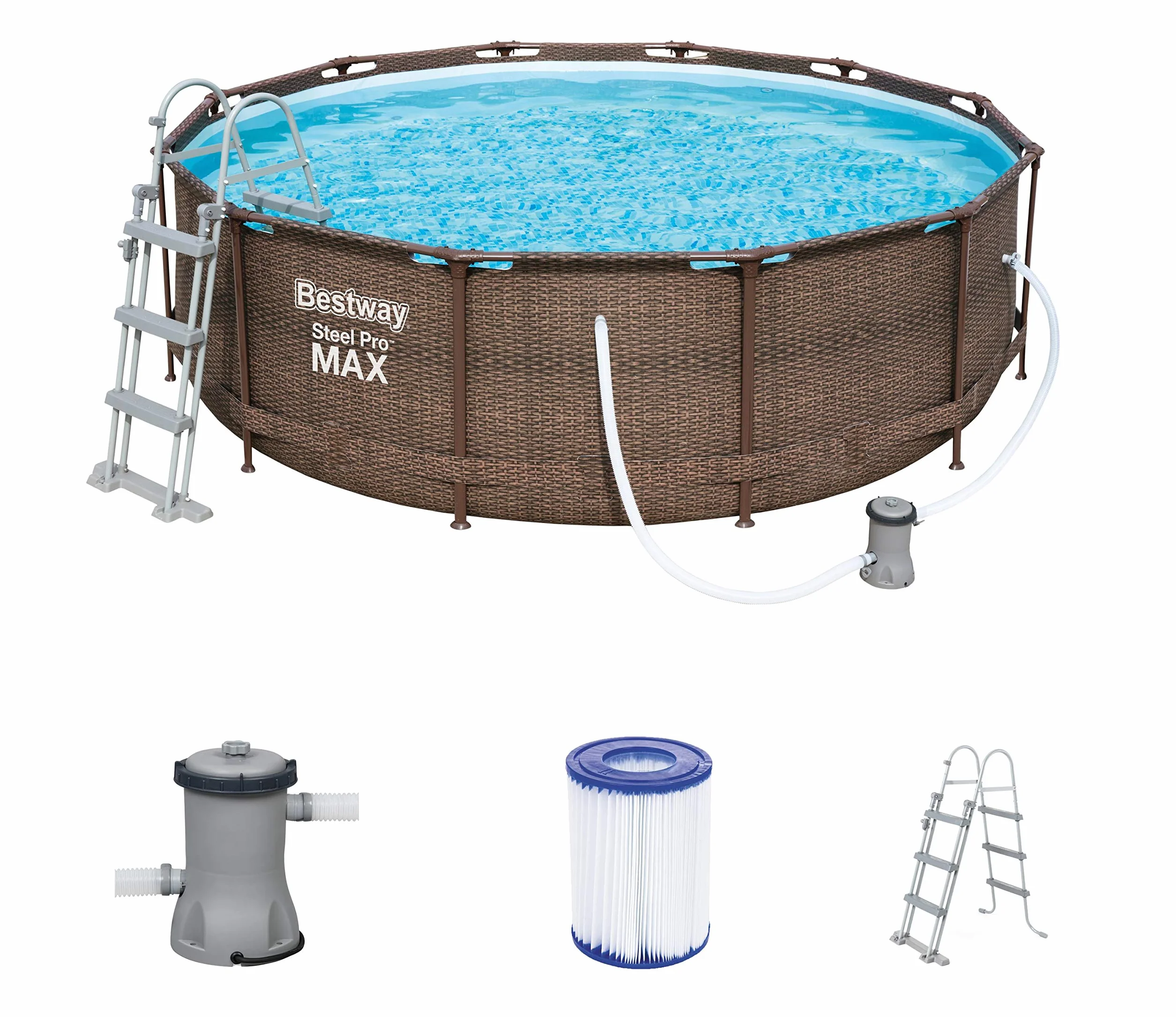 Bestway Steel Pro Max Framepool zestaw basenowy, okrągły, z pompą filtrującą i drabinką bezpieczeństwa 366 x 100 cm