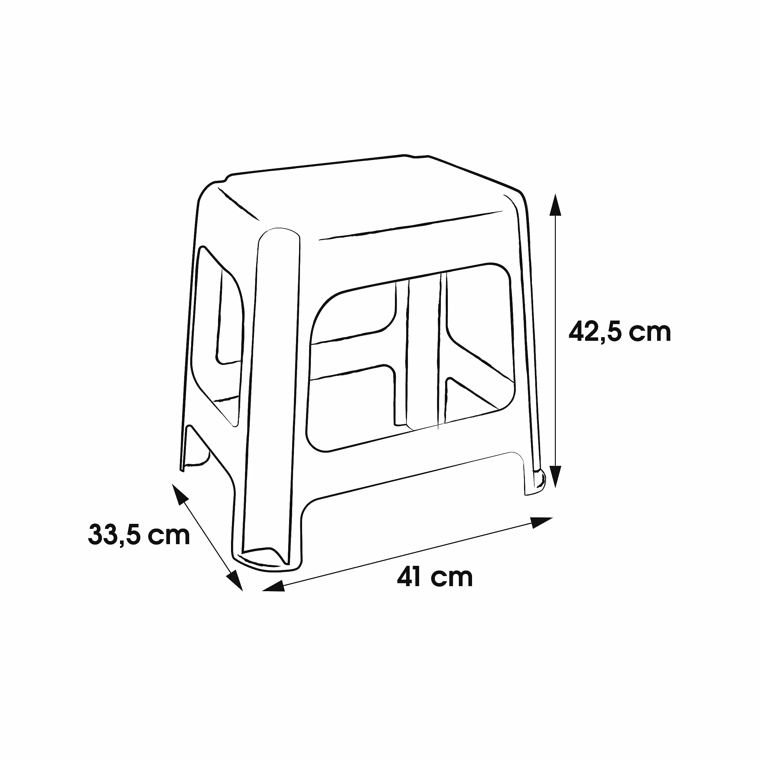 keeeper Taboret Maxi, Antypoślizgowa powłoka gumowa, Polipropylen, 41 x 33,5 x 42,5 cm, Max, Srebrny