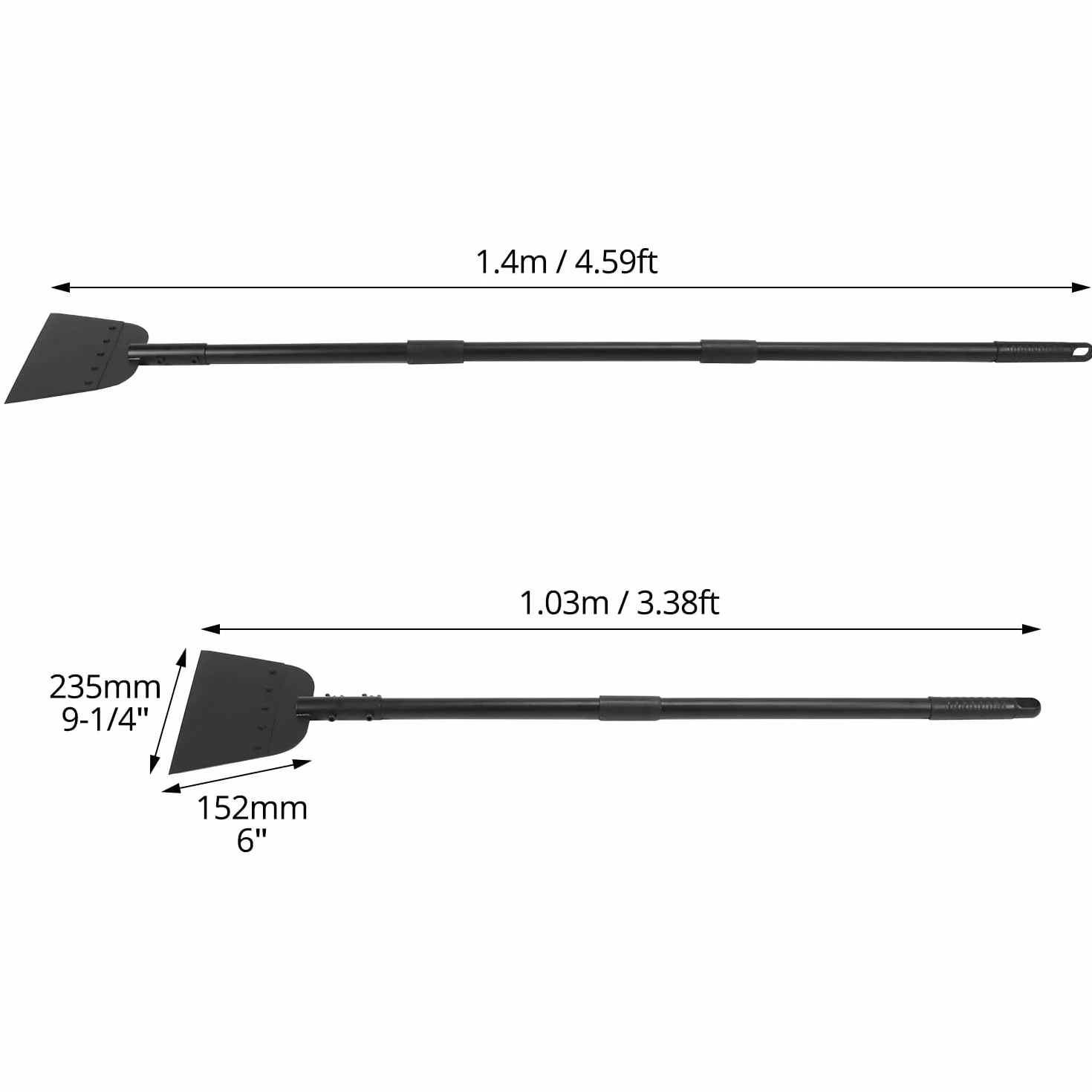 QWORK® Łopata do czyszczenia ogrodu, łopatka ogrodowa, łopata do śniegu, stal, do pielenia, krawędzi i usuwania lodu w zimie, z regulowanym uchwytem