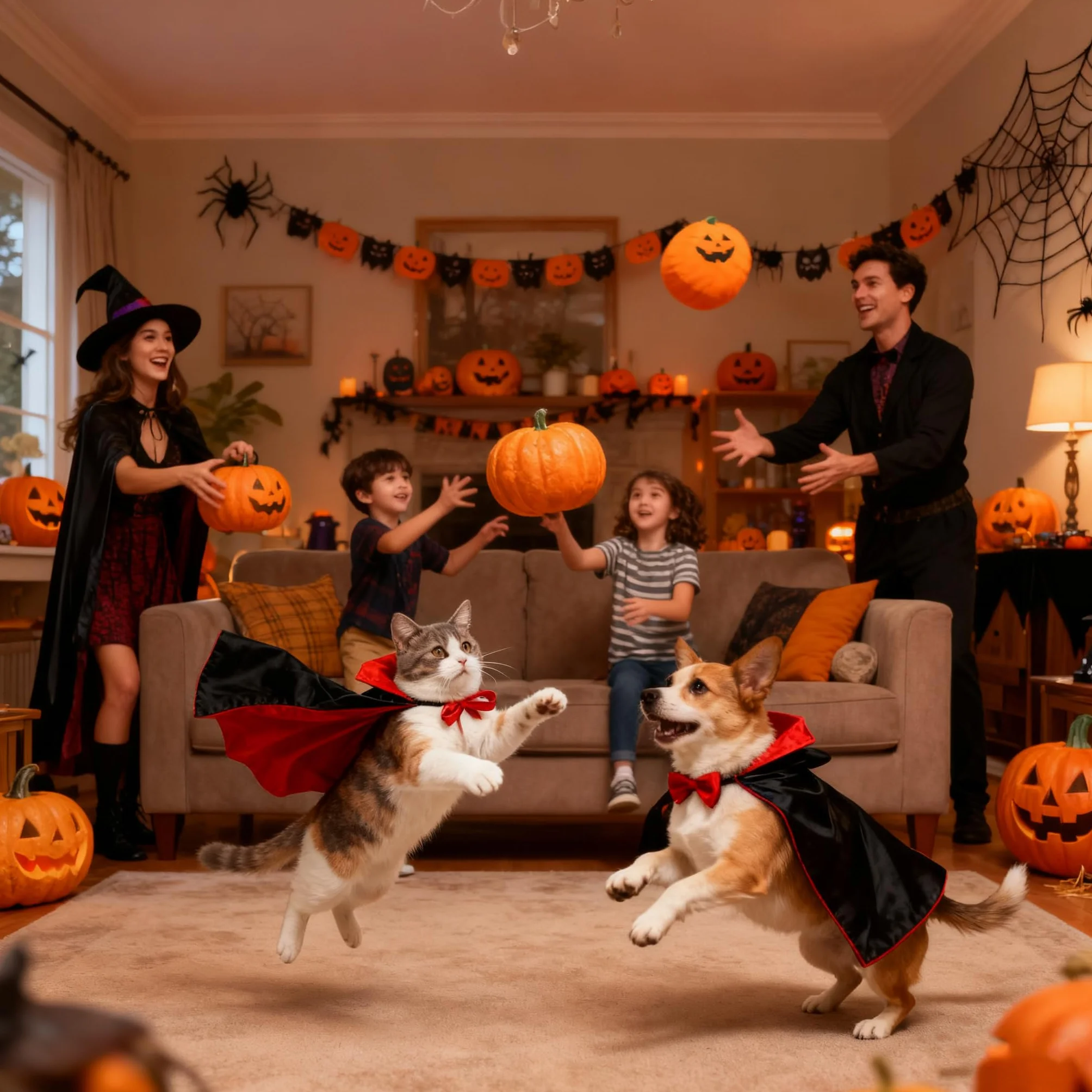 Kostium kota na Halloween, peleryna dla zwierząt z kapeluszem