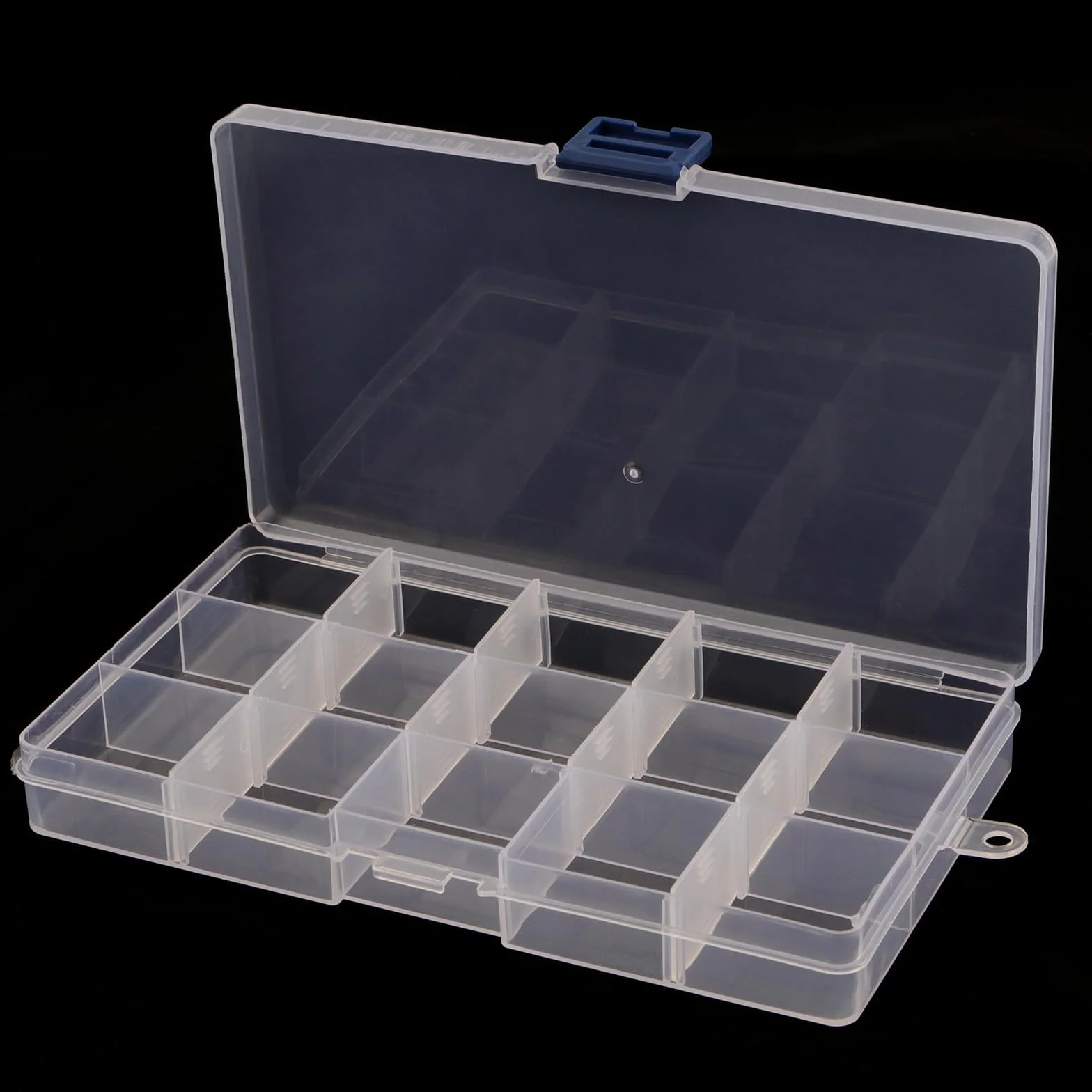 Pudełko do przechowywania, 12 sztuk, 15 przegródek, 17,3 x 9,8 x 2,3 cm, przezroczyste pudełka do przechowywania pereł ze zdejmowanymi ściankami działowymi, pudełka do sortowania małych części,