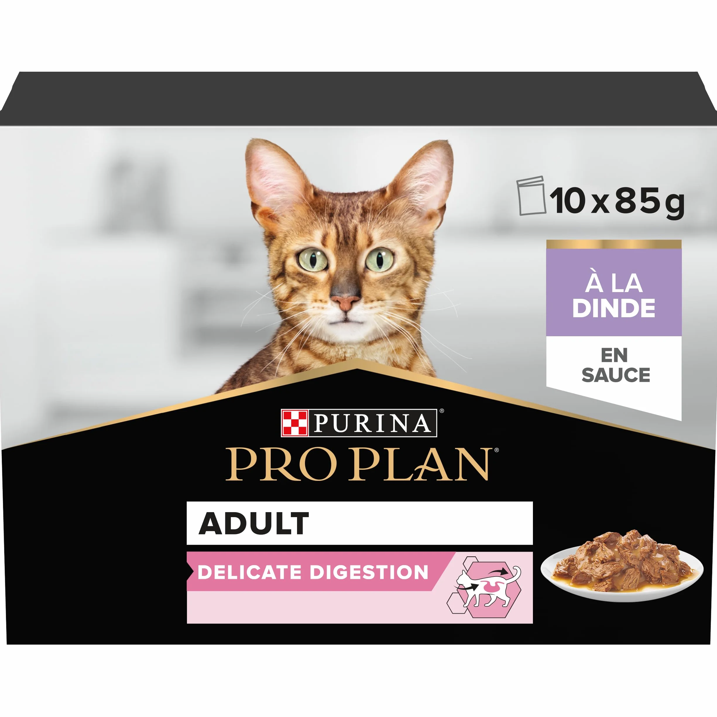PRO PLAN Karma mokra dla kotów Adult Delicate Digestion Delikatne kawałki z Indykiem w sosie 10x85g