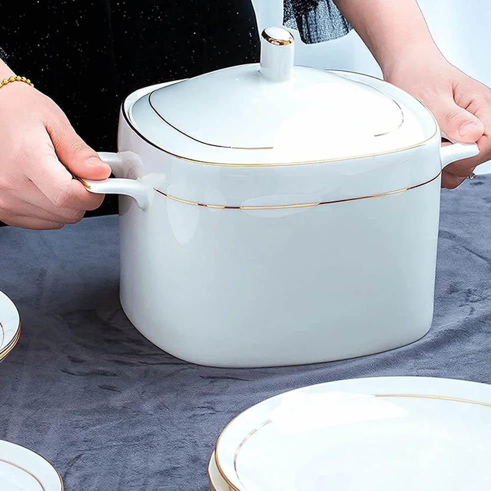 Zestaw zastawy stołowej Luksusowy rodzinny zestaw serwisowy 36 szt. Ceramiczny zestaw zastawy stołowej porcelany kostnej Naczynia Talerze Ceramiczne połączenie Zestaw serwisowy Porcelana Serwis