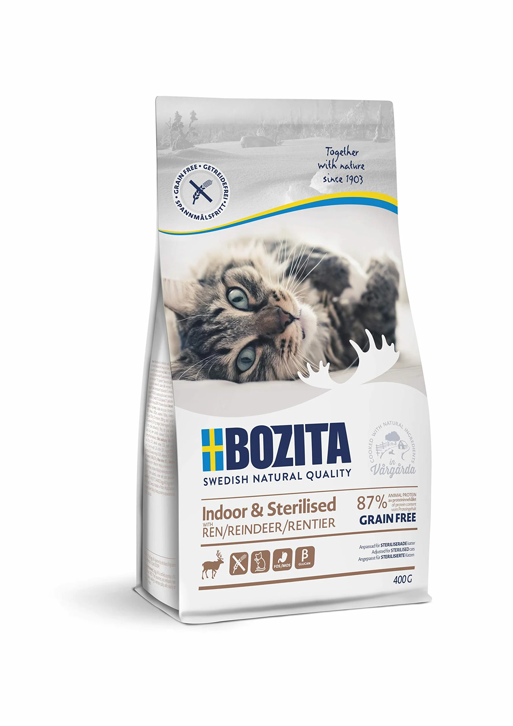 BOZITA sucha karma dla dorosłych kotów bez zbóż z reniferami 0,4 kg