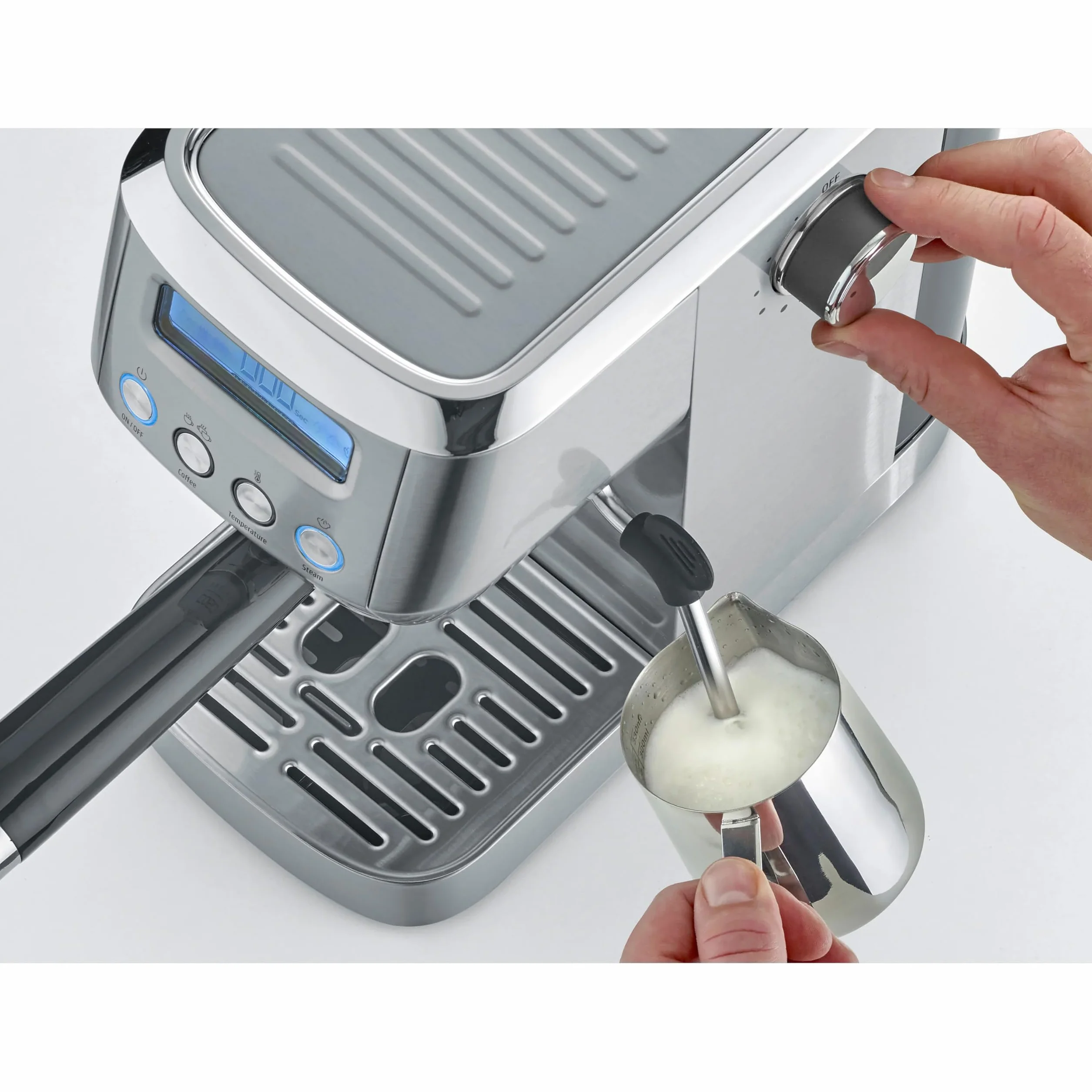 CASO EspressoGourmet Crema – ekspres do kawy z sitkiem, spieniaczem do mleka, espresso, cappuccino, sitko ze stali nierdzewnej, 20 bar, pompa ULKA, ekspres do kawy w proszku, ESE Pads