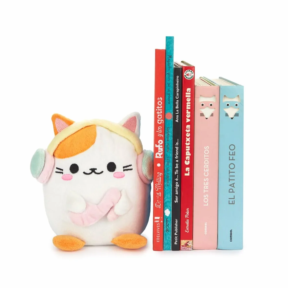 Balvi Kawaii Melody podpórki do książek biały kot ze słuchawkami poliester