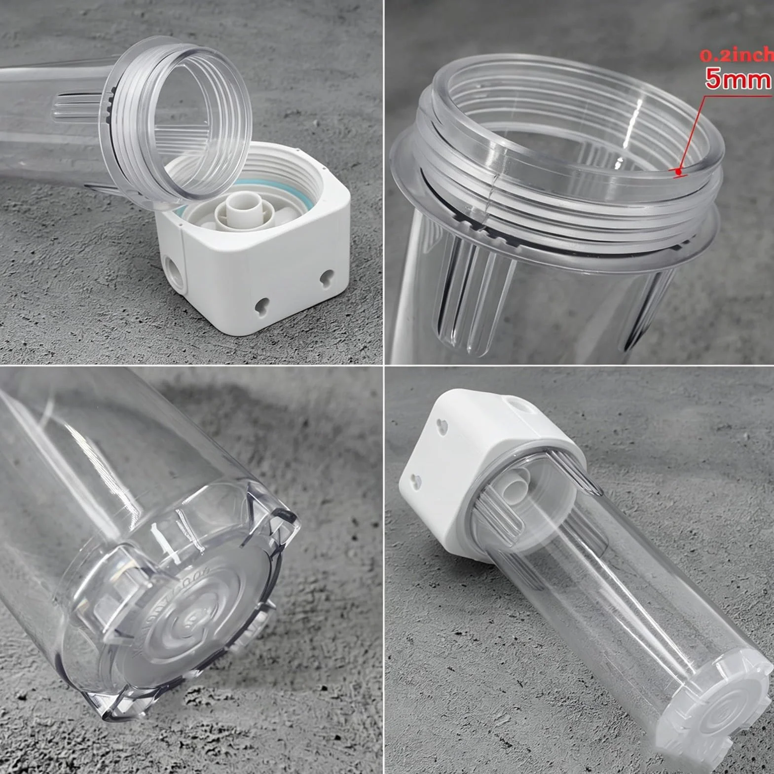 Dwustopniowa obudowa filtra wody do całego domu, Uniwersalna obudowa 10" x 4,5", System wstępnej filtracji, Na 10 wkładów filtracyjnych 2,5" (brak w zestawie)(1/2'')