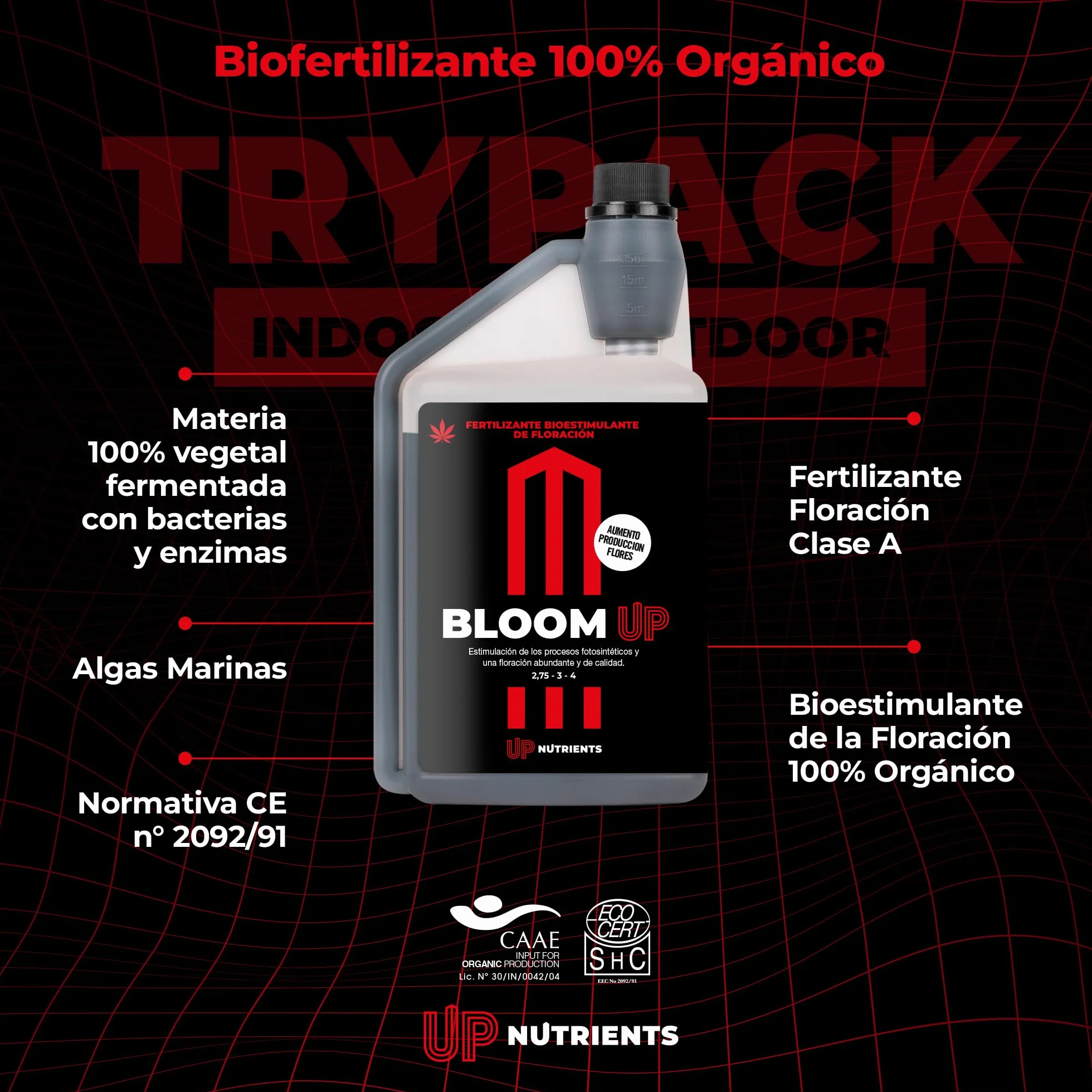 UP NUTRIENTS Trypack nawóz Grow, Bloom & Boost 250 ml | 100% nawóz organiczny do uprawy wewnątrz i na zewnątrz | ukorzenienie, wzrost i gęstość kwiatów | stymulator kwiatów i roślin