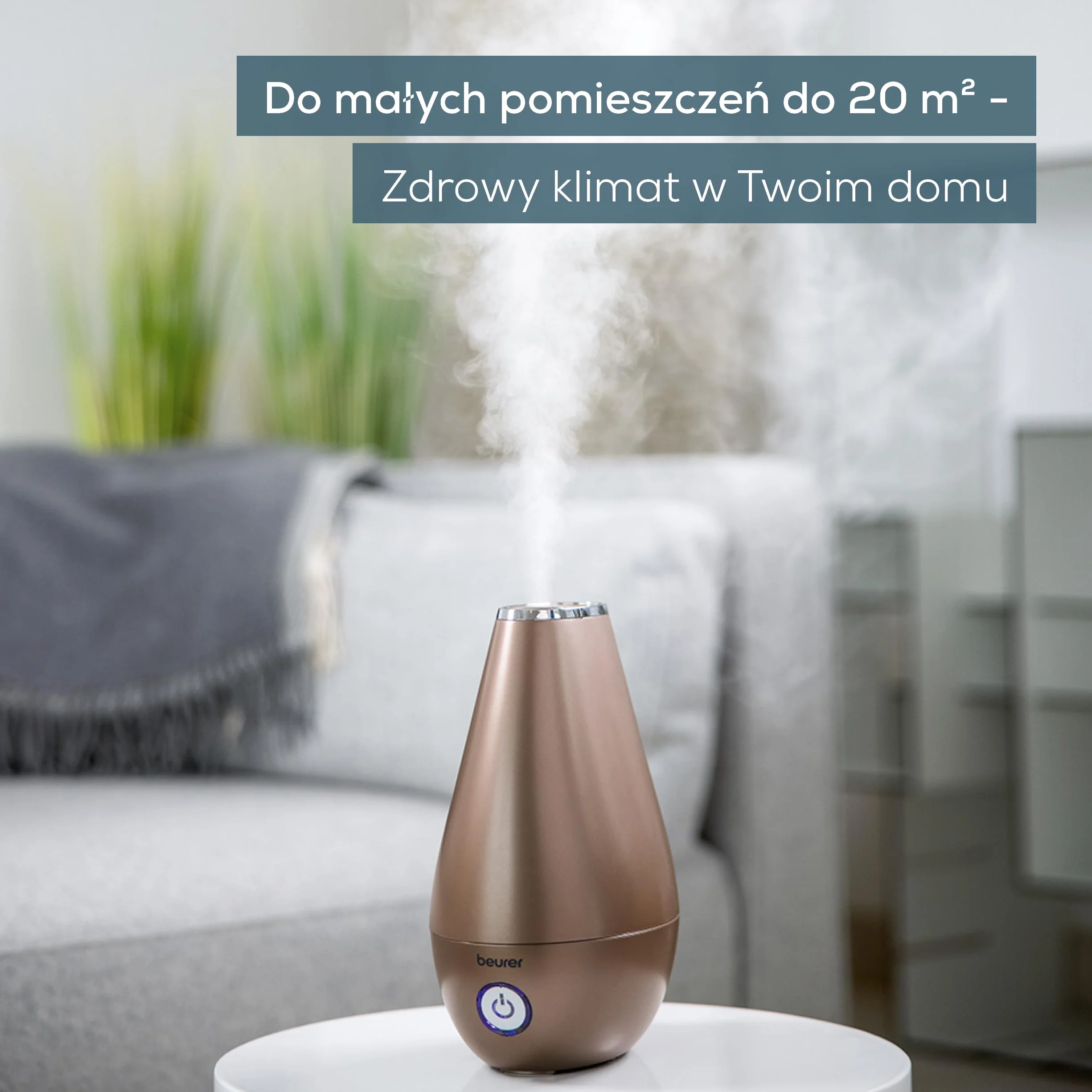 Beurer LB 37 Nawilżacz powietrza z ultradźwiękowym rozpraszaczem, w tym zintegrowany dyfuzor aromatów, nawilżacz z cichym trybem nocnym do sypialni, zbiornik 2L do pomieszczeń do 20 m², toffee