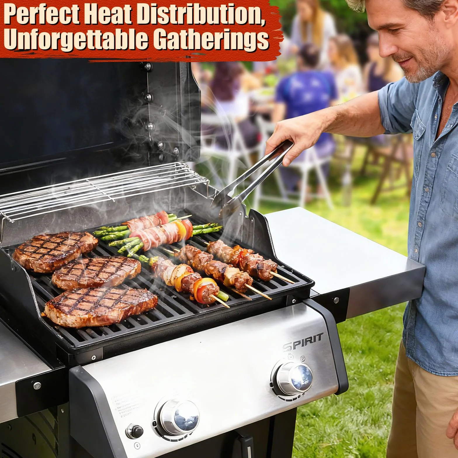 Denmay 7637 44,5 x 26 cm ruszt do grilla Weber Spirit E-210, E-220, S-210, S-220 (2013 i nowsze), kratki do grilla gazowego Weber Spirit I &II serii 200 z przednimi panelami sterowania.