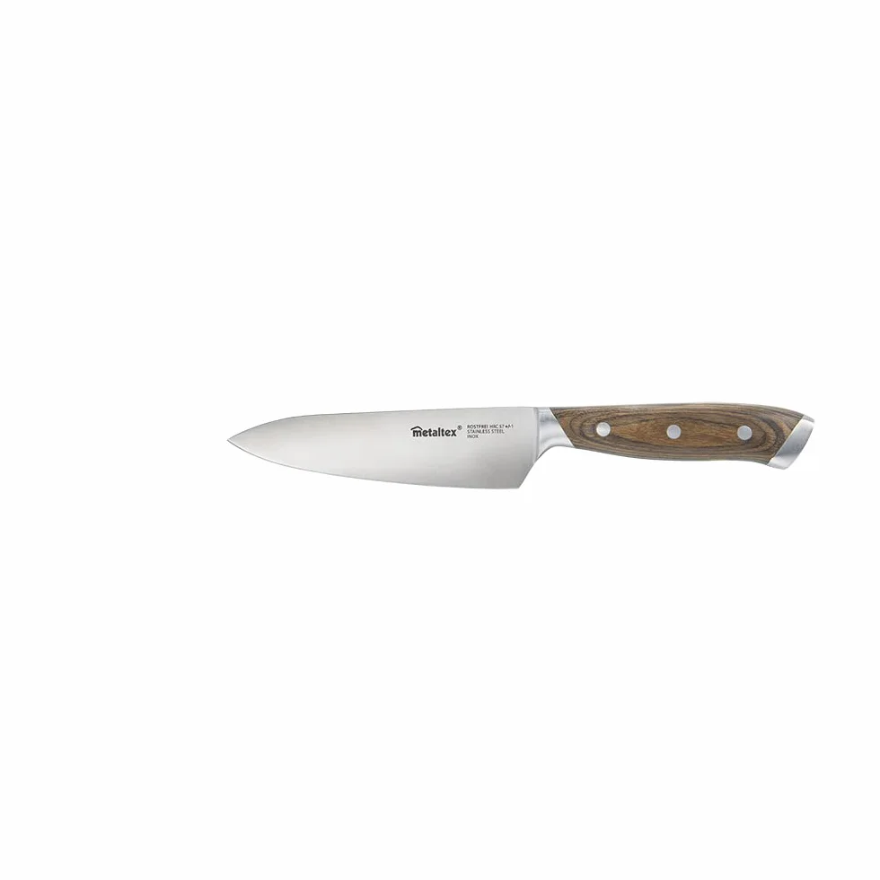 Cuchillo Chef Línea Heritage de Metaltex con mango de madera y hoja enteriza de 15 cm