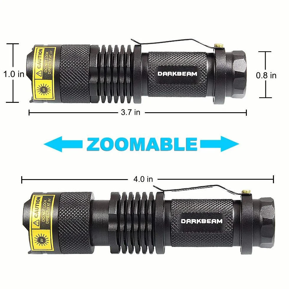 DARKBEAM Latarka UV 395nm Czarnym Światłem Przenośna LED Detektor Plam Zwierząt