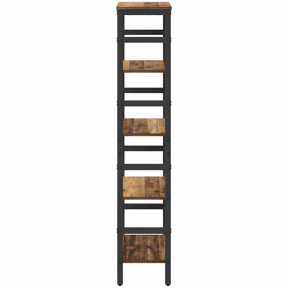Regał na książki Old Wood, 40 x 29,5 x 149 cm, drewno wielowarstwowe | Wzornictwo przemysłowe, 4 półki, stalowa rama, regulowane nóżki, łatwa pielęgnacja