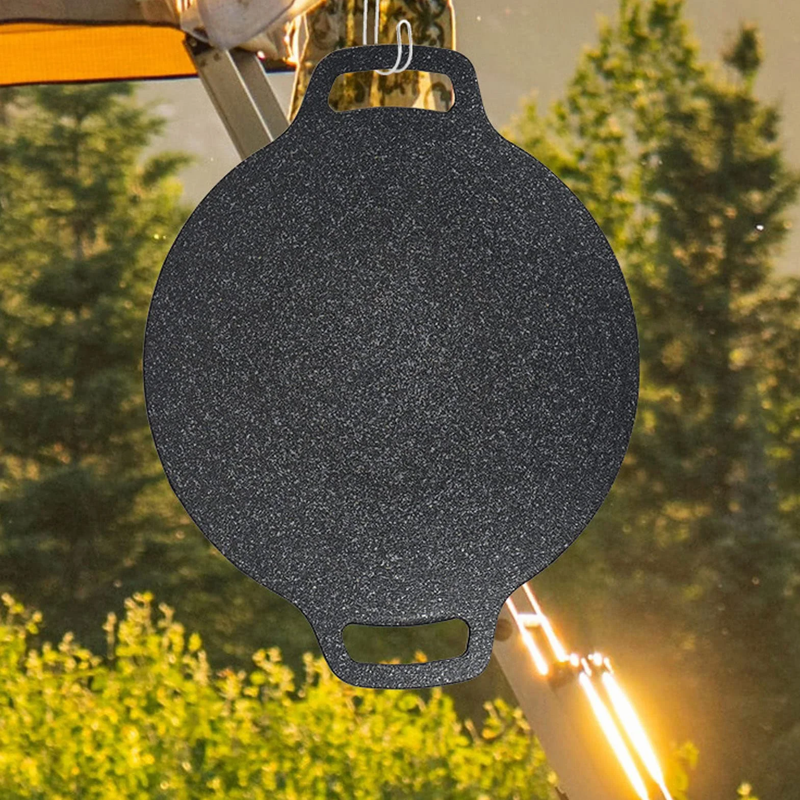 Koreański Grill, Solidny Aluminiowy Odlew Ciśnieniowy Koreańska Patelnia do Grillowania Czarna Pofałdowana Tekstura na imprezę Przy Grillu (34cm)