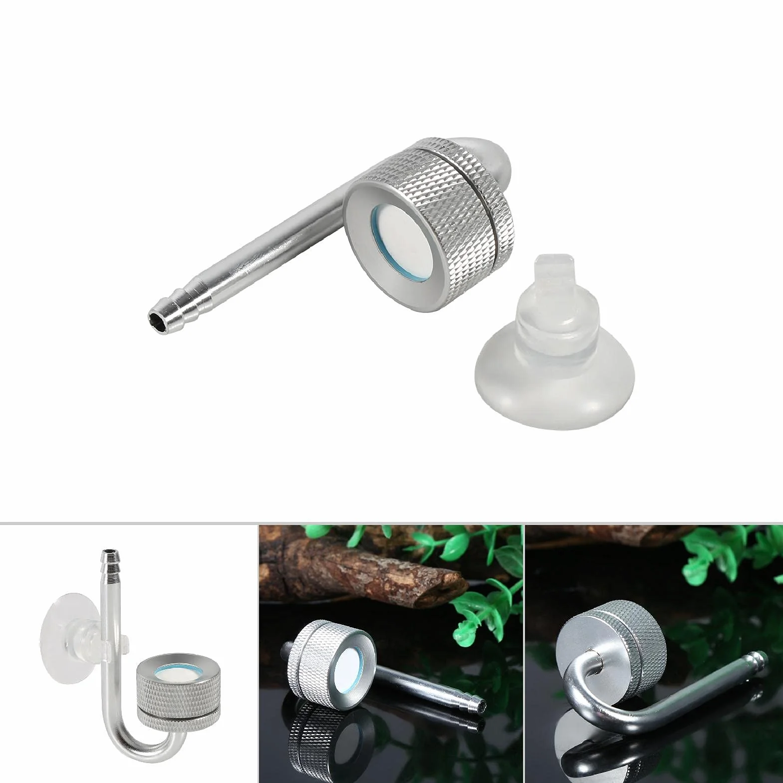 Akwarium Atomizer CO2, dyfuzor dwutlenku węgla ze stopu aluminium, srebrny