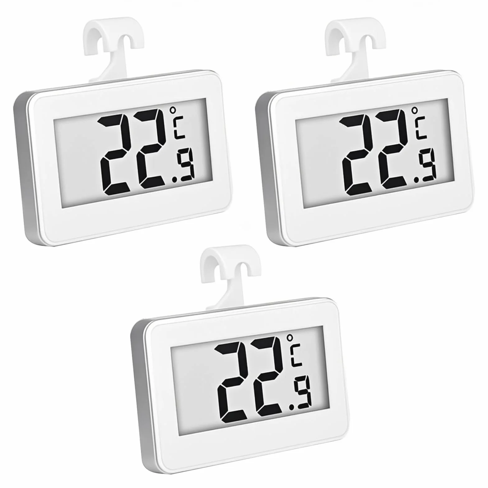 3 szt. Cyfrowy termometr do lodówki i zamrażarki, mini termometr na lodówkę LCD Freeze z wyświetlaczem i haczykiem do użytku domowego, kuchni, restauracji, barów samochodowych, łatwy odczyt -20°C do