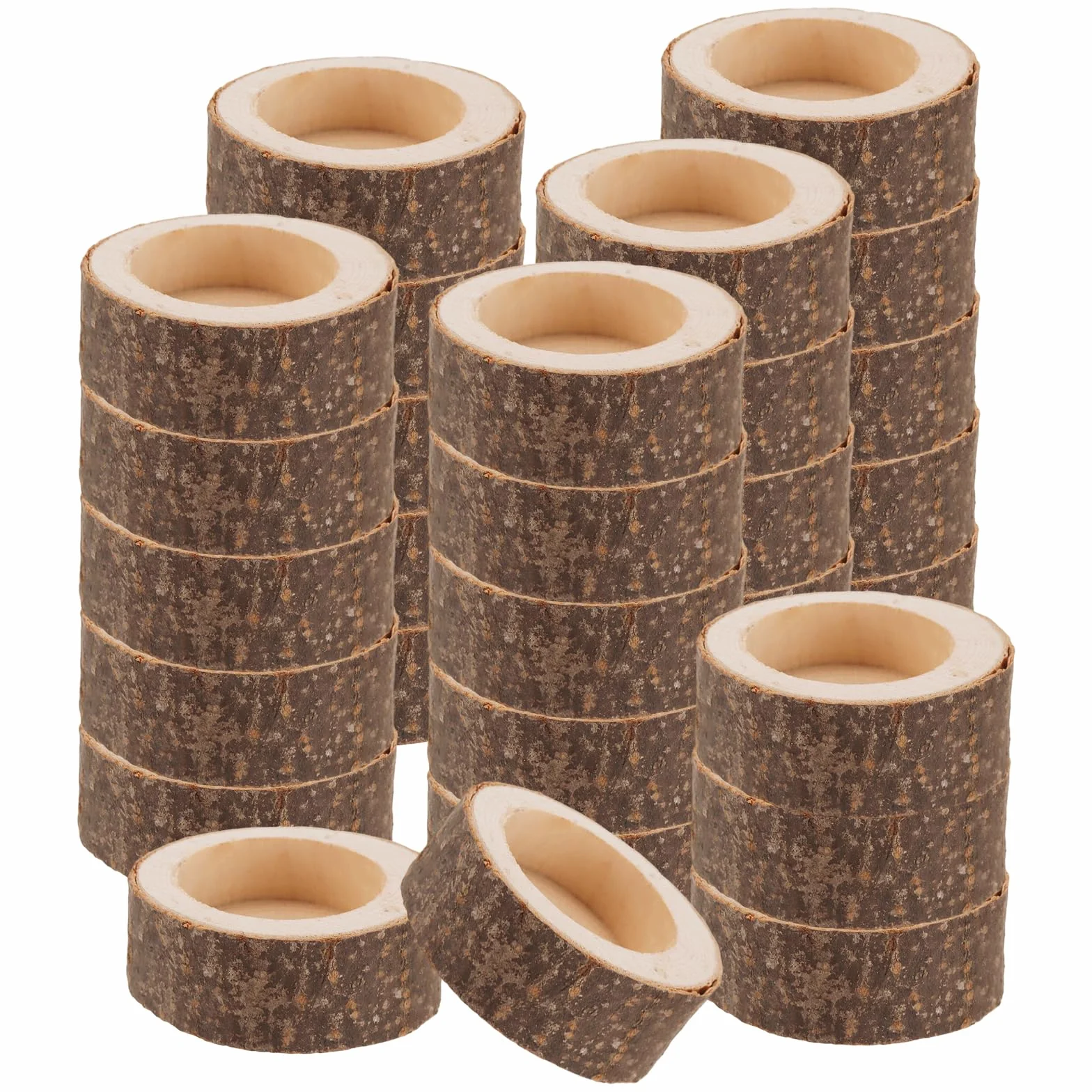 30 sztuk drewnianych świeczników na podgrzewacze, 6 cm, wysokość 2,5 cm, z naturalnego drewna, okrągłe, na wesele, urodziny, Boże Narodzenie, dekoracja stołu