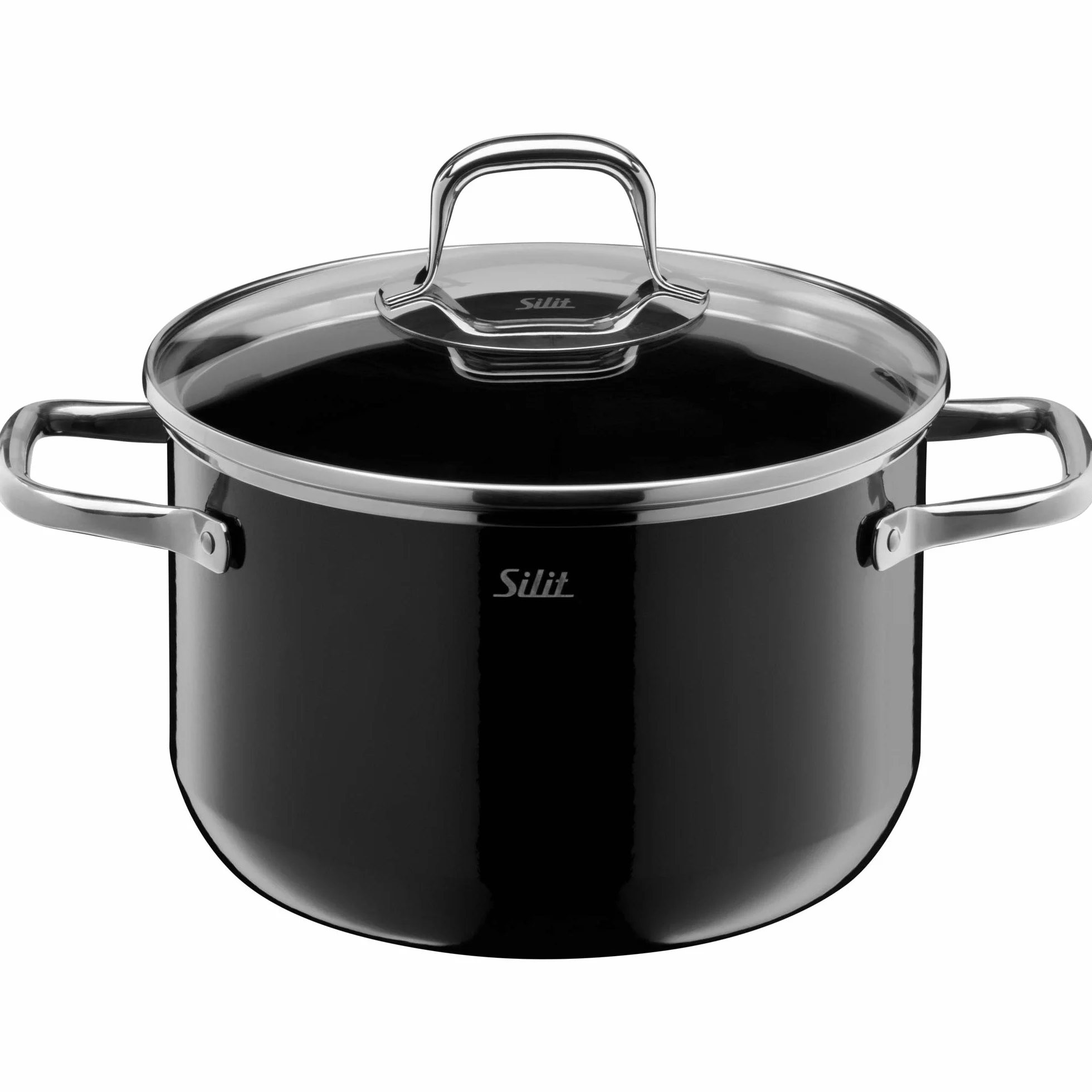 Silit Elegance Zestaw Garnków Indukcyjnych, 18/8 Stainless Steel, Przezroczysty/Czarny, 4 Sztuk