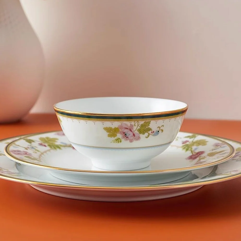 Wykwintny wysokiej klasy ceramiczny talerz obiadowy – elegancka zastawa stołowa na owoce i przekąski wysokiej jakości domowe talerze do jadalni stylowa zastawa stołowa na specjalne okazje