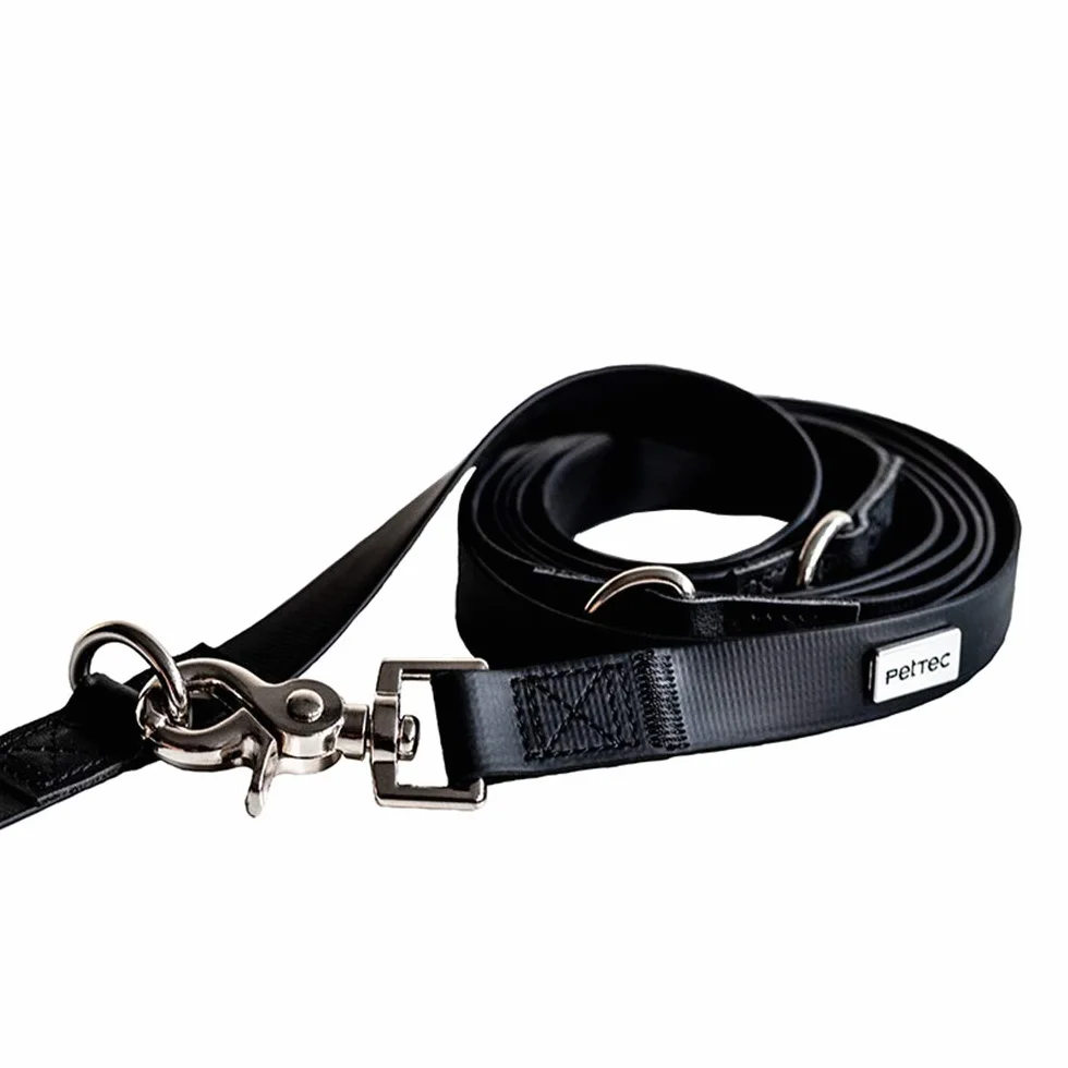 PetTec smycz dla psa 2m smycze dla psów do 60 kg, lekka smycz treningowa/smycz trekkingowa regulowana z TRIOFLEX (podobnne), wodoodporny, smycz dla psa (czarny)
