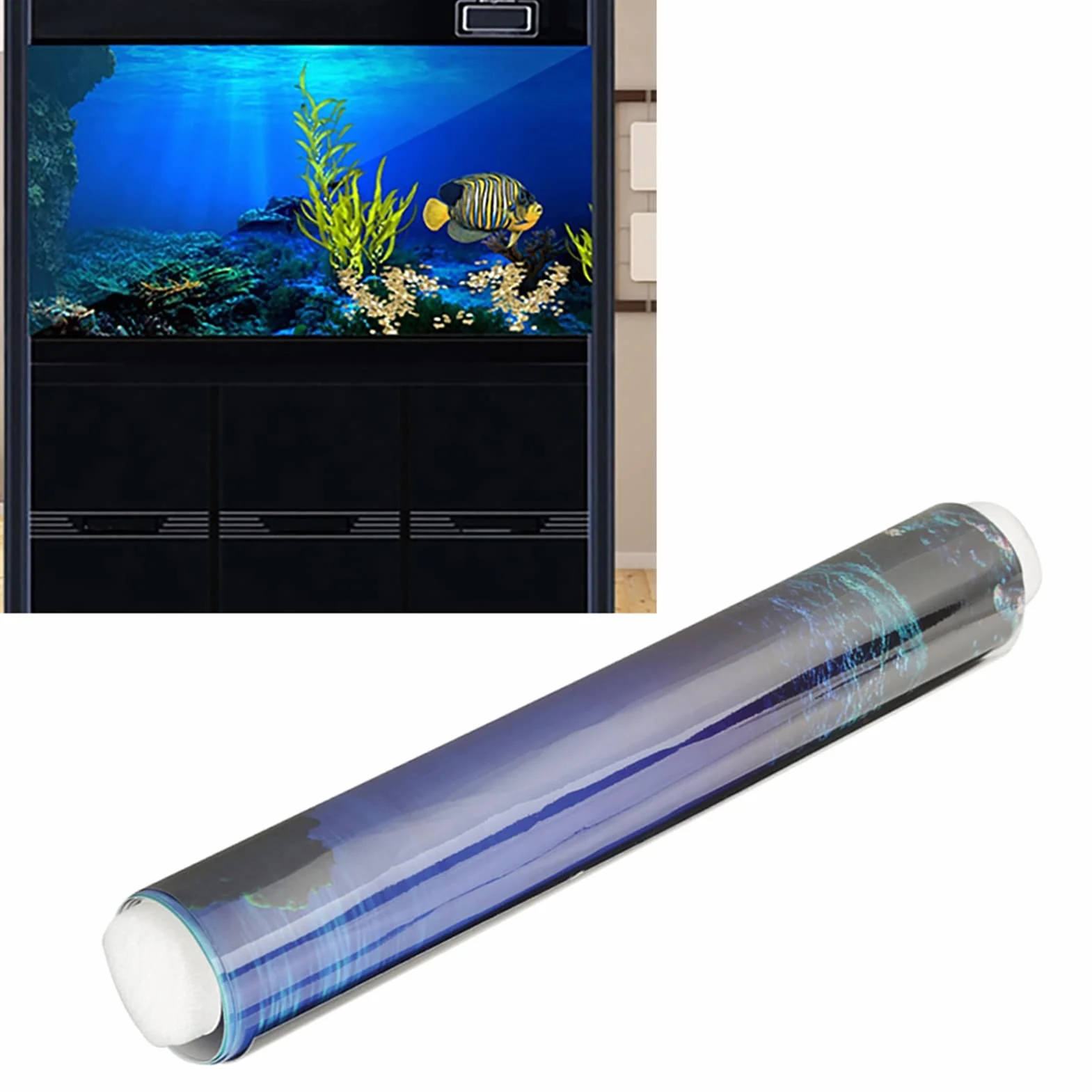 Tło Akwarium Plakat Efekt 3D Klej Seaworld Plakat Tło Papier Dekoracyjny do Dekoracji Akwarium (61x30cm) (61 * 30CM)
