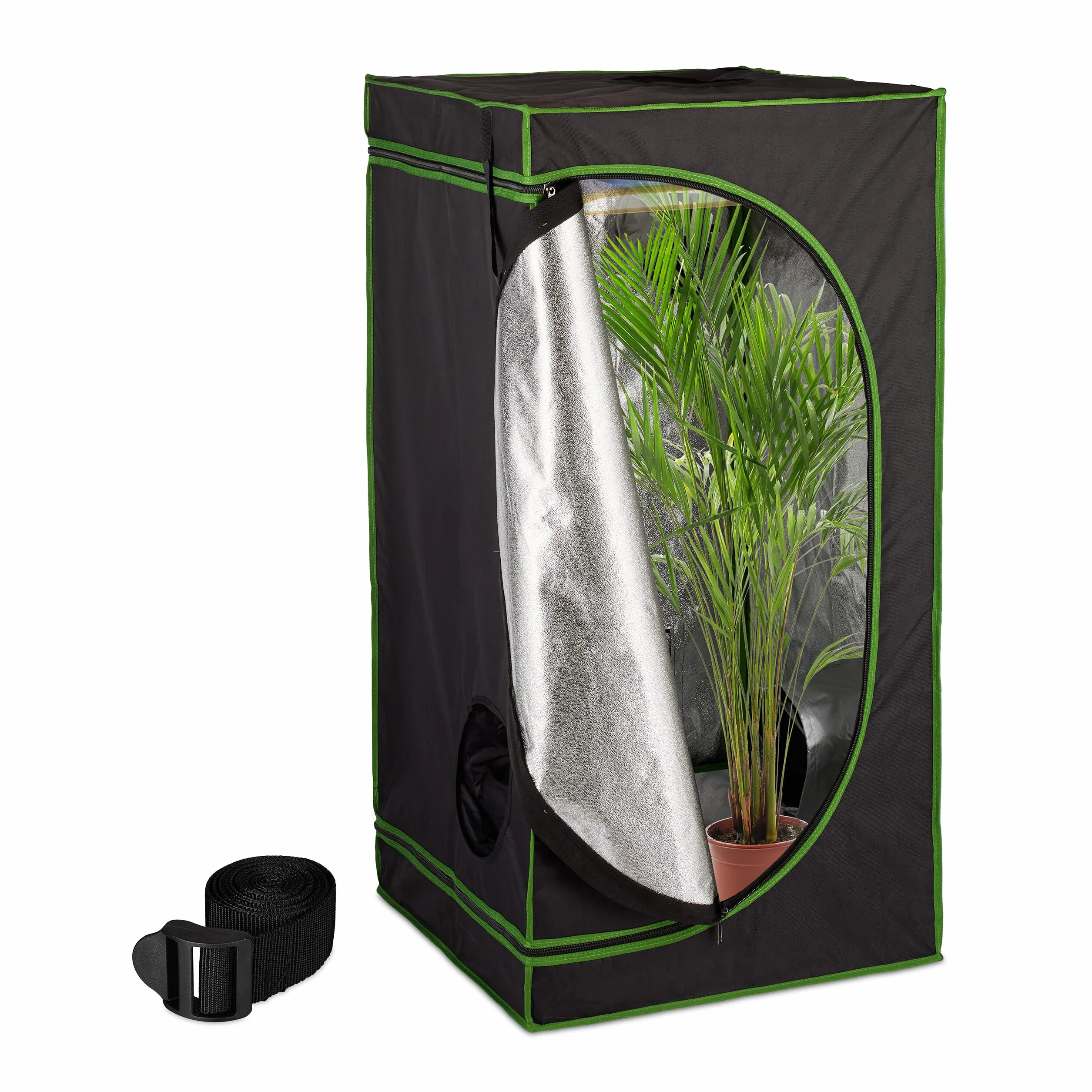 Relaxdays Growbox, wys. x szer. x gł.: 120 x 60 x 60 cm, uprawa roślin, folia odblaskowa wewnątrz, zaciemniony namiot hodowlany, czarny/zielony, 60 x 60 x 120 cm